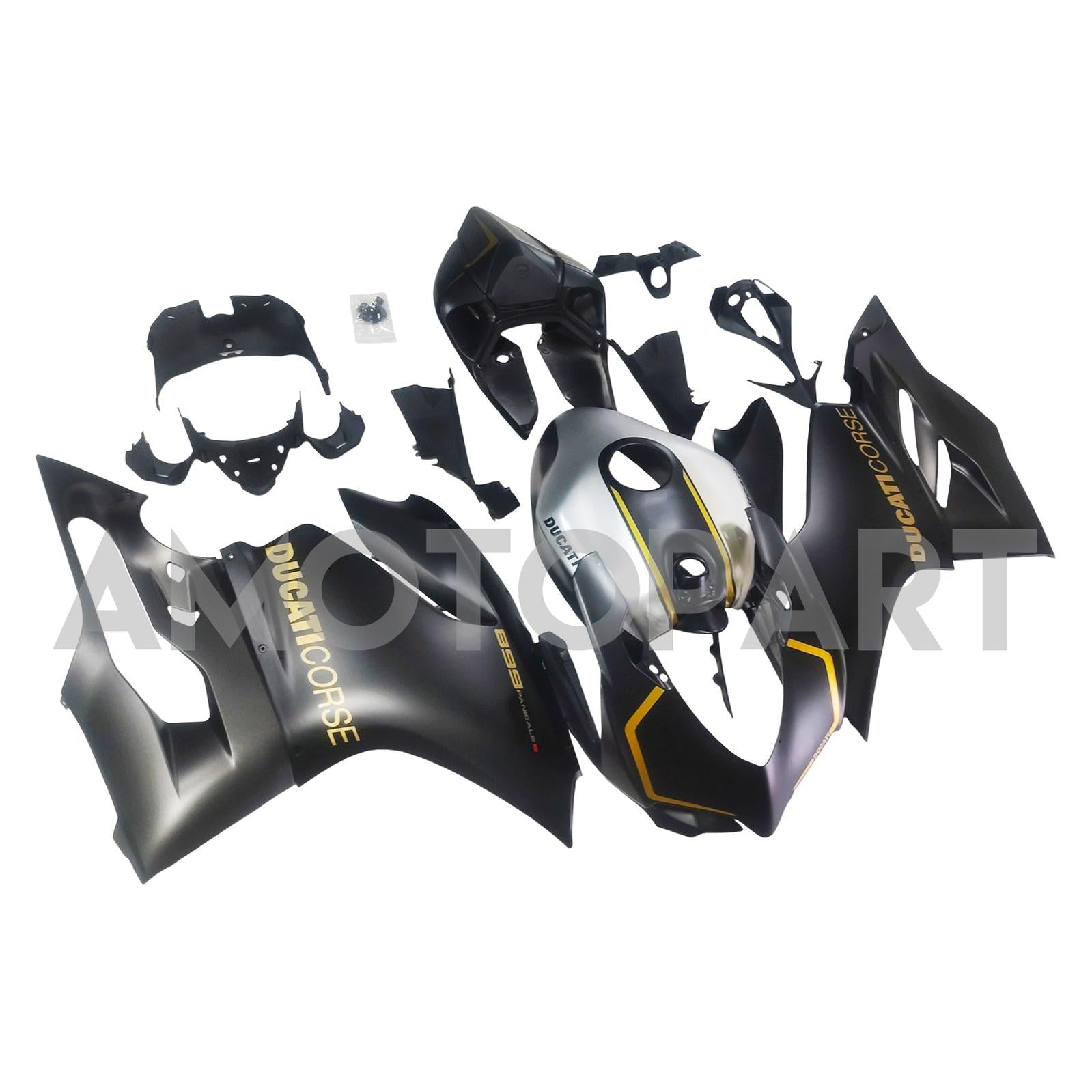 Amotopart 2012-2015 Ducati 1199 899 Mattschwarz mit Gold Logo Abzugskit