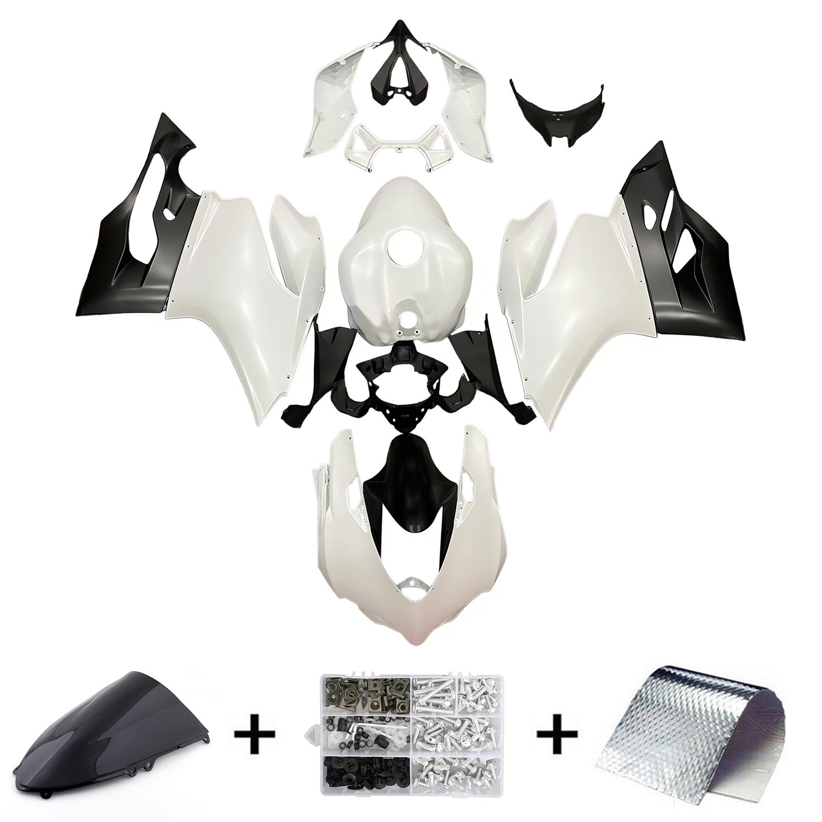 Amotopart 2012-2015 Ducati 1199 899 White&Black Fairing Kit