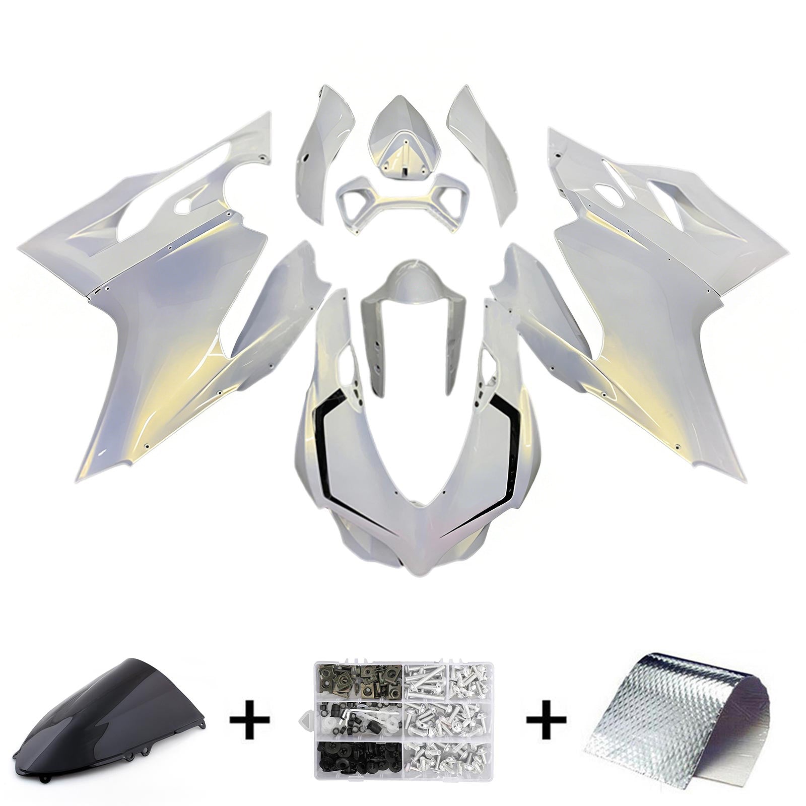Amotopart 2012-2015 Ducati 1199 899 Pearl White Fairing Zestaw