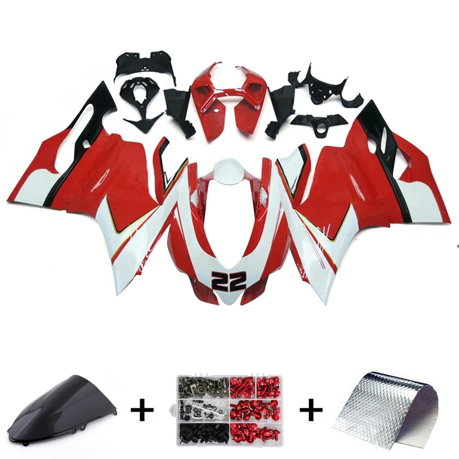 Amotopart 2012-2015 Ducati 1199 899 Red & White Style4 Fairing Kit