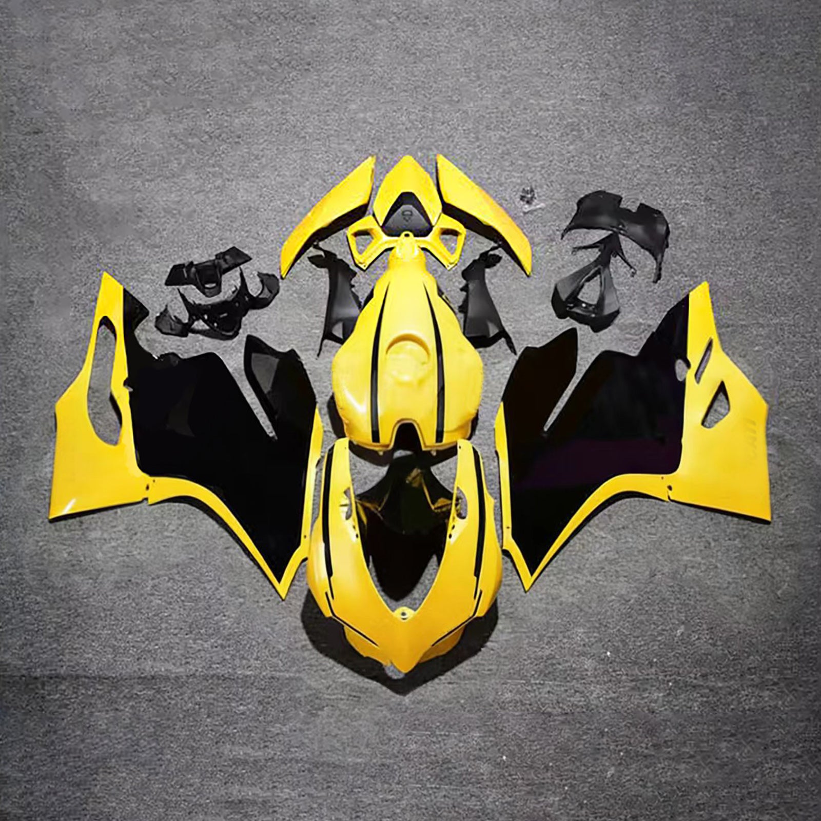 Amotopart 2012-2015 Ducati 1199/899 光沢ブラックイエローフェアリングキット