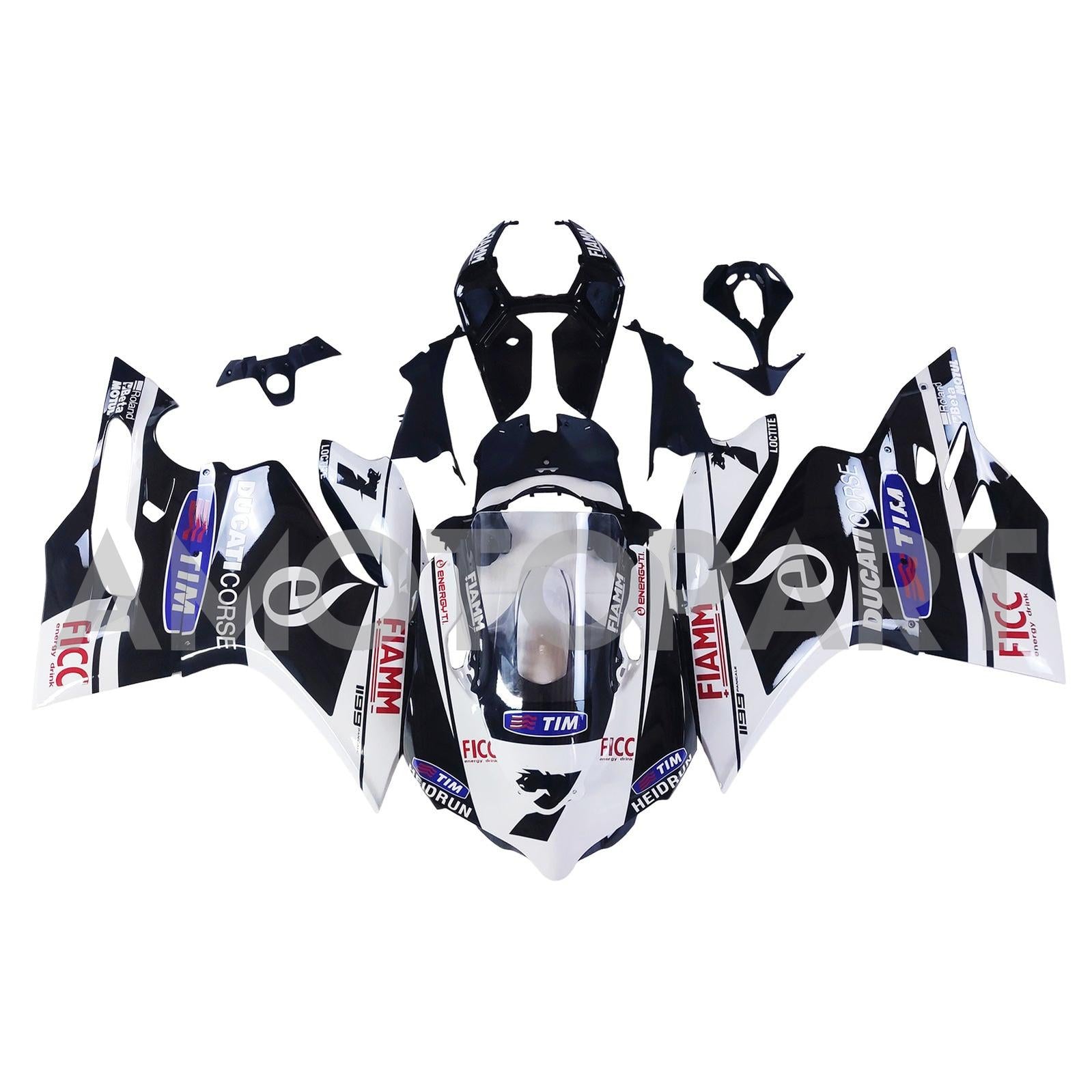 Amotopart 2012-2015 Ducati 1199/899 White Black Fairing Kit