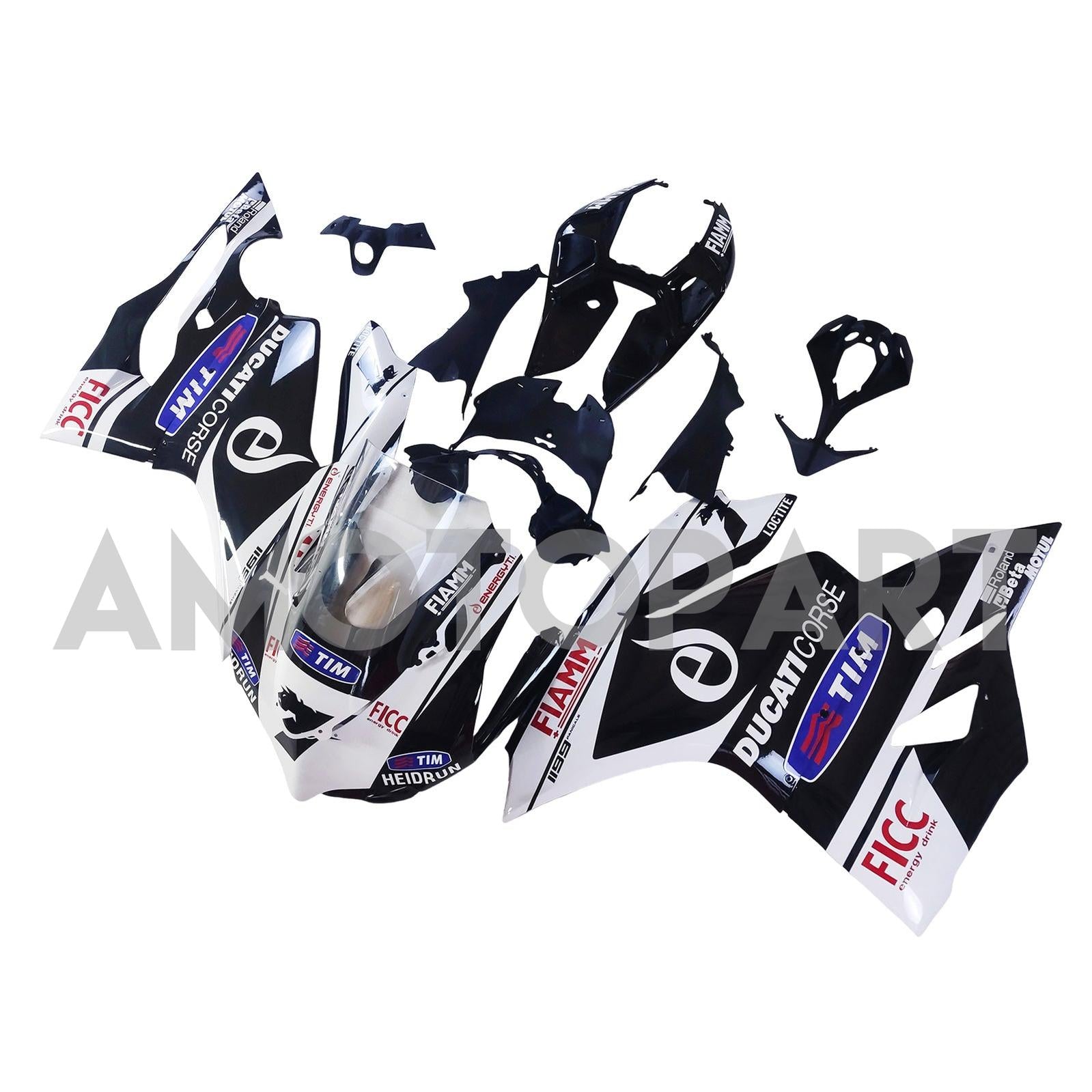 Amotopart 2012-2015 Ducati 1199/899 White Black Fairing Kit