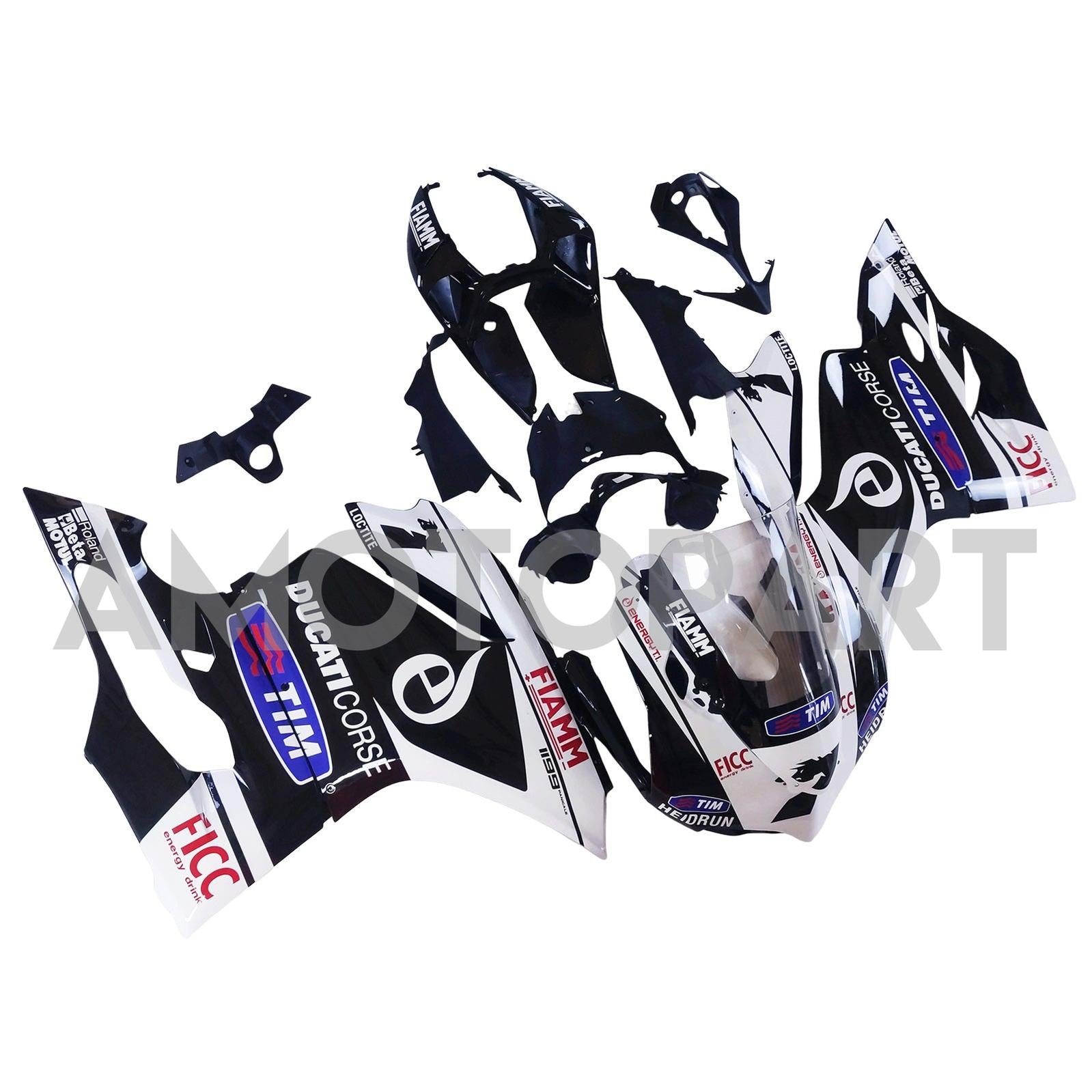 Amotopart 2012-2015 Ducati 1199/899 White Black Fairing Kit