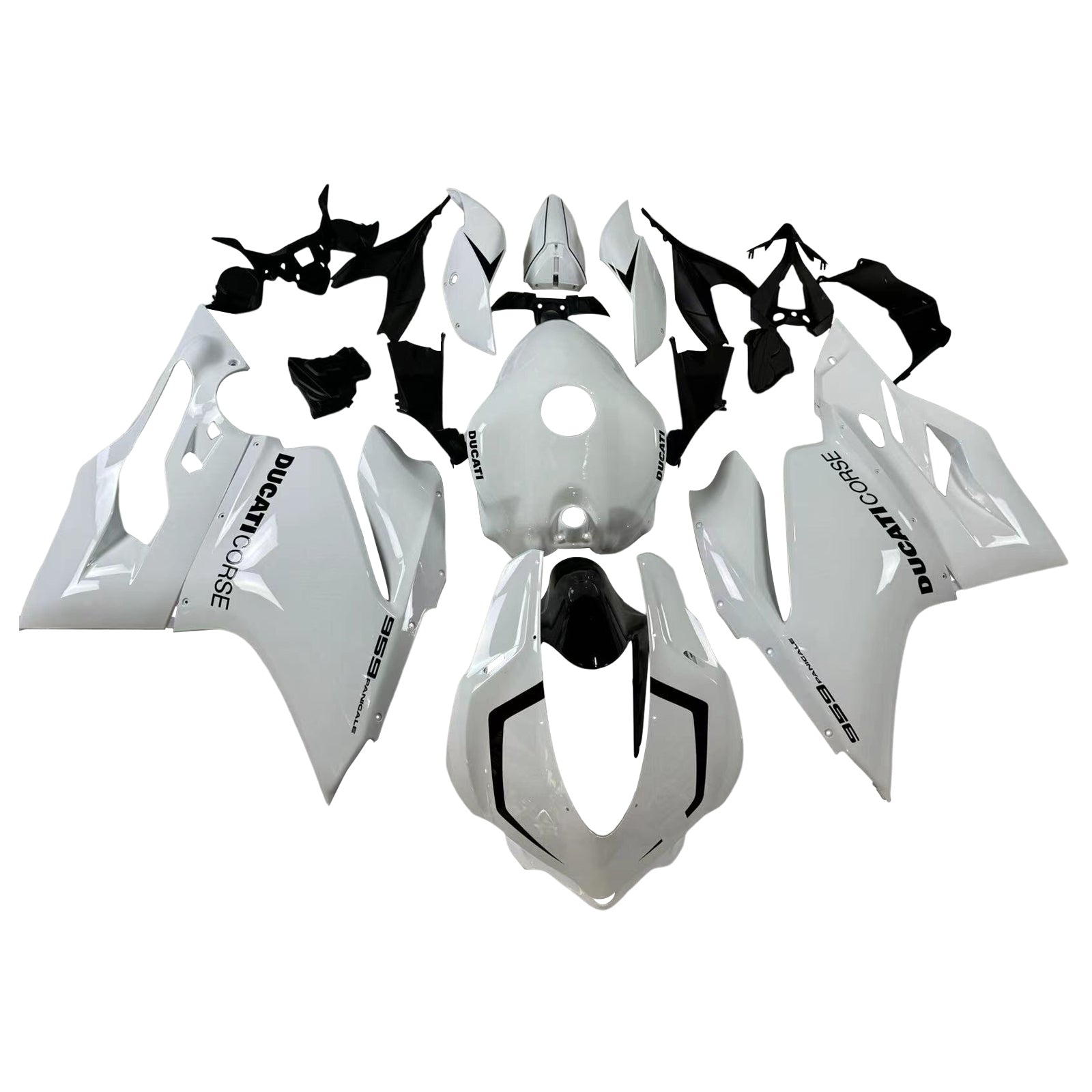 Amotopart 2015-2020 Ducati 1299 959 White with Black Fairing Kit