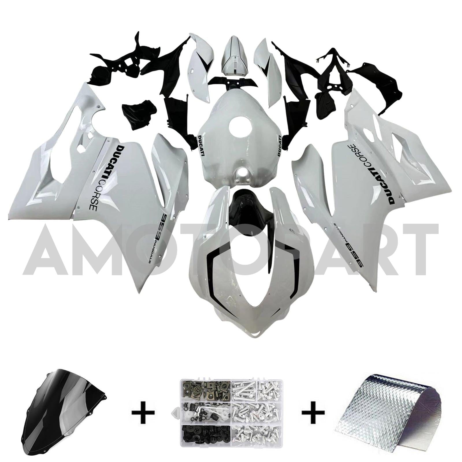 Amotopart 2015-2020 Ducati 1299 959 White with Black Fairing Kit