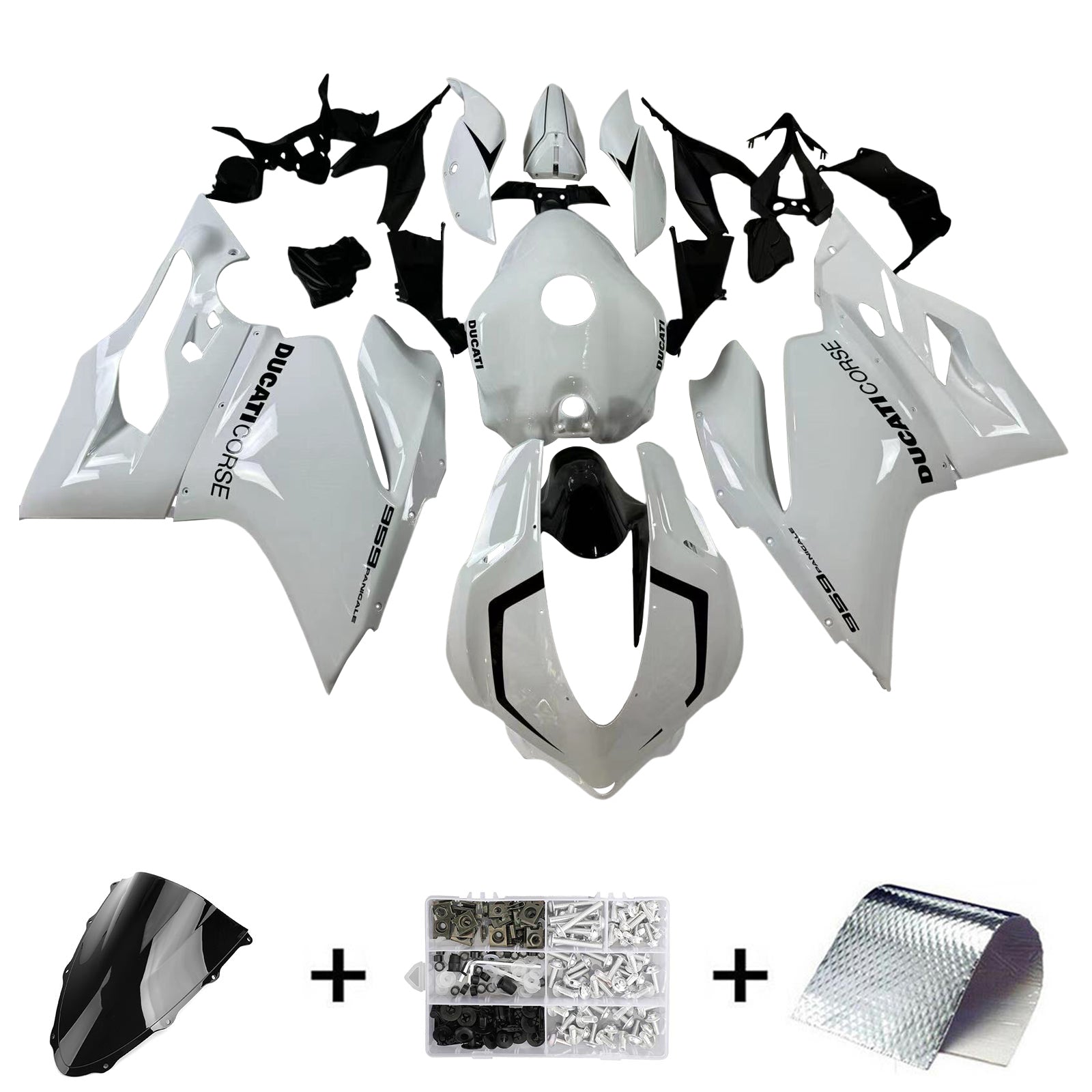 Amotopart 2015-2020 Ducati 1299 959 White with Black Fairing Kit