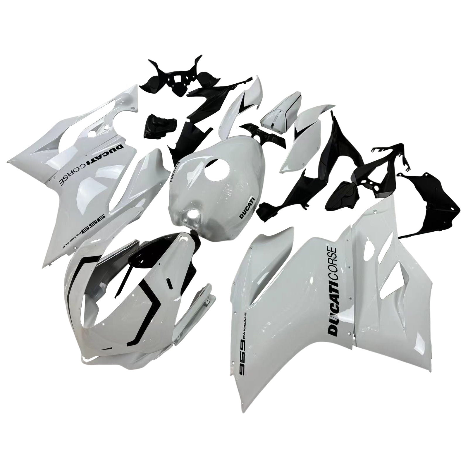 Amotopart 2015-2020 Ducati 1299 959 White with Black Fairing Kit