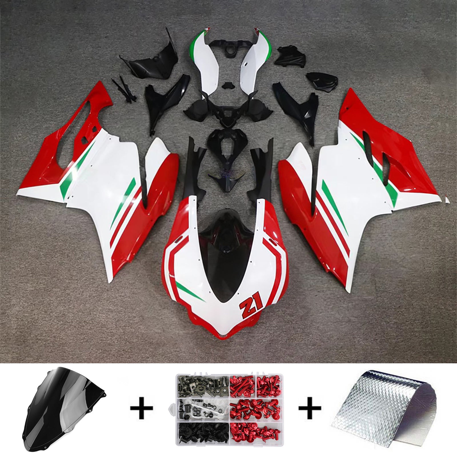 Amotopart 2015-2020 Ducati 1299/959 光沢のあるホワイトレッドフェアリングキット