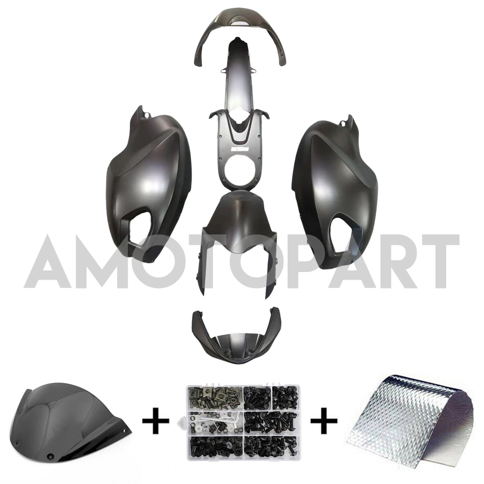 Amotopart Ducati All Years Monster 696/796/1100 S EVO All Black Fairing Kit