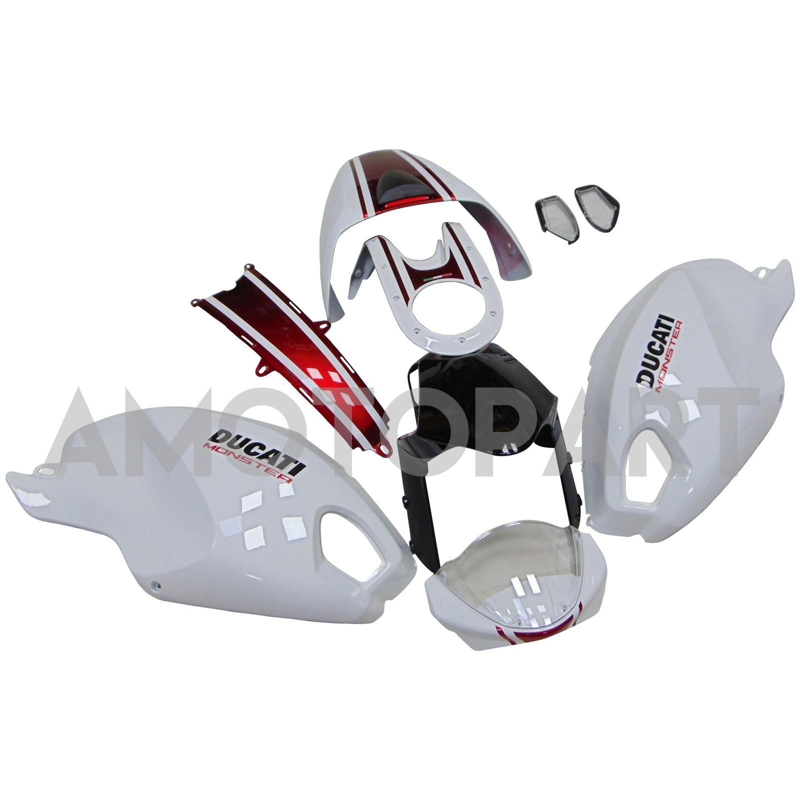 Amotopart Ducati All Years Monster 696/796/1100 S EVO White Fairing Kit