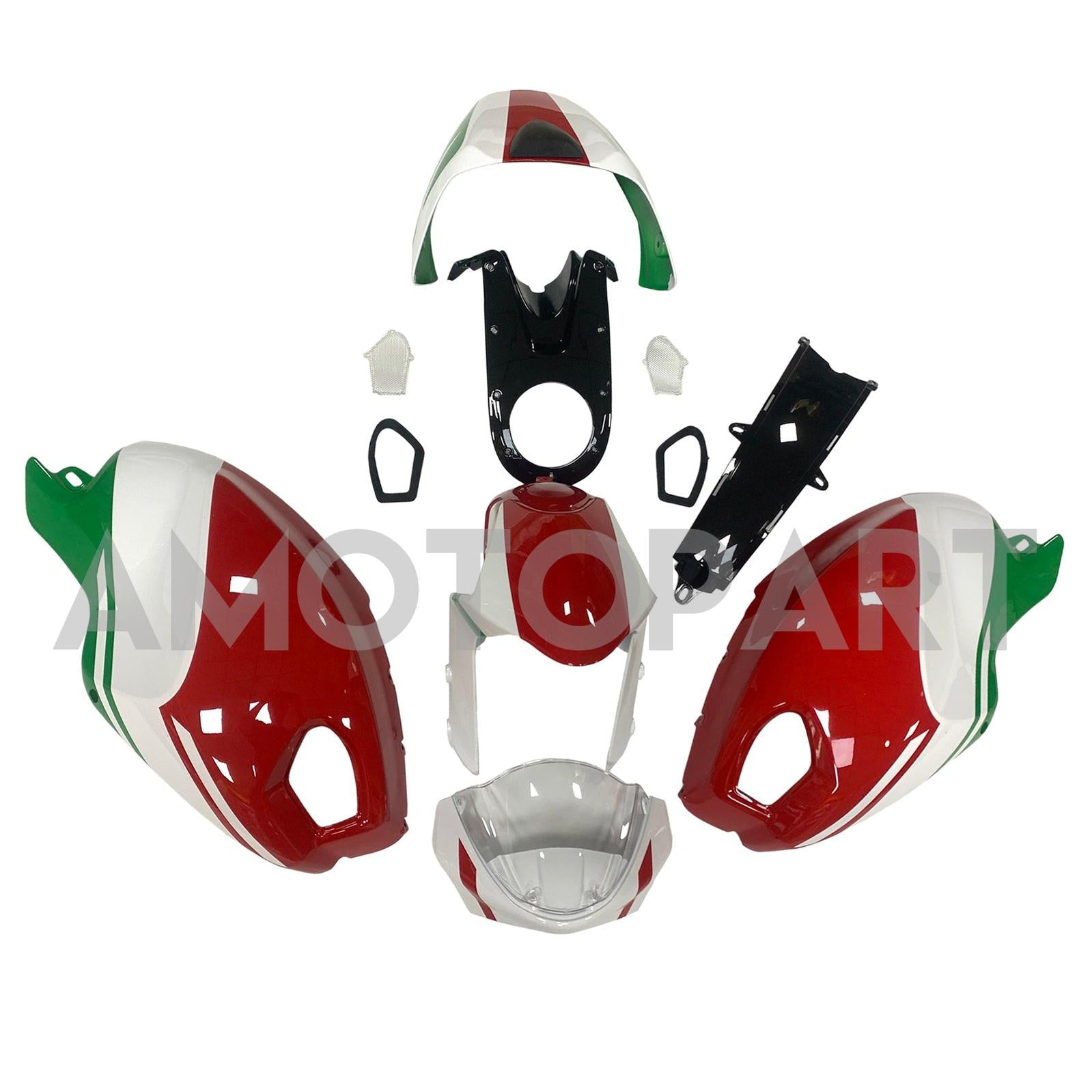 Amotopart Ducati All Years Monster 696/796/1100 S EVO White Green Red Fairing Kit