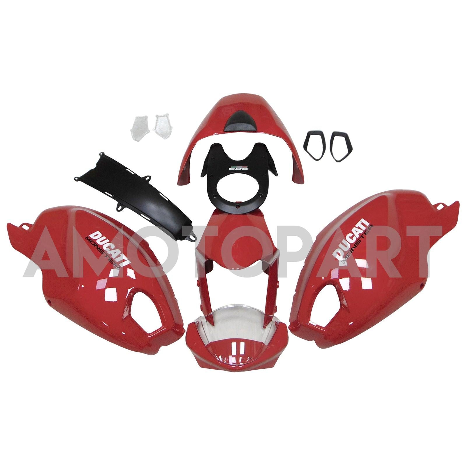 Amotopart Ducati All Years Monster 696/796/1100 S EVO All Red Fairing Kit