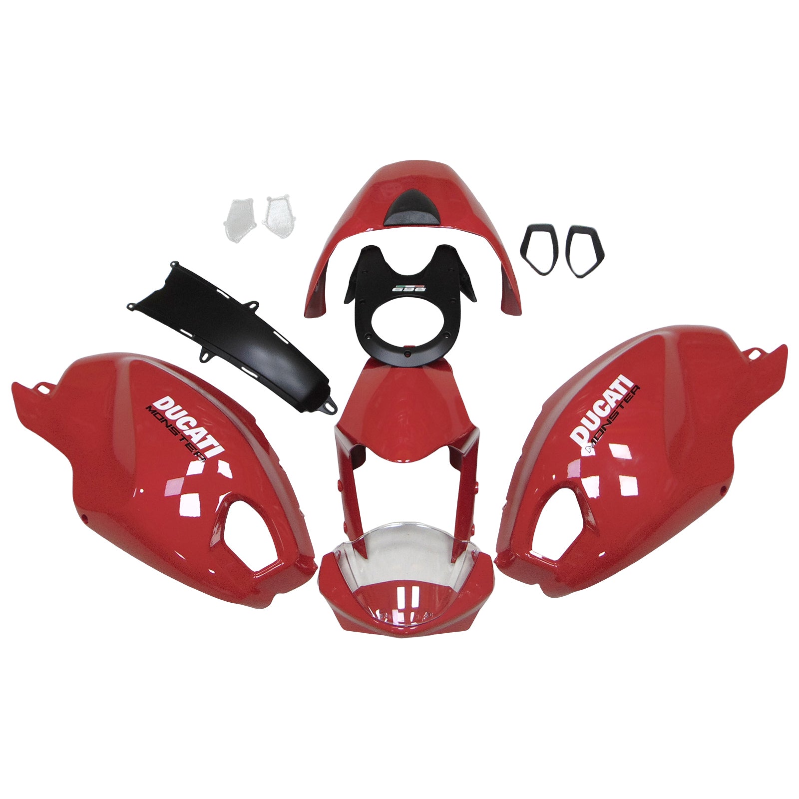 Amotopart Ducati Toutes les années Monster 696/796/1100 S EVO Kit de carénage tout rouge