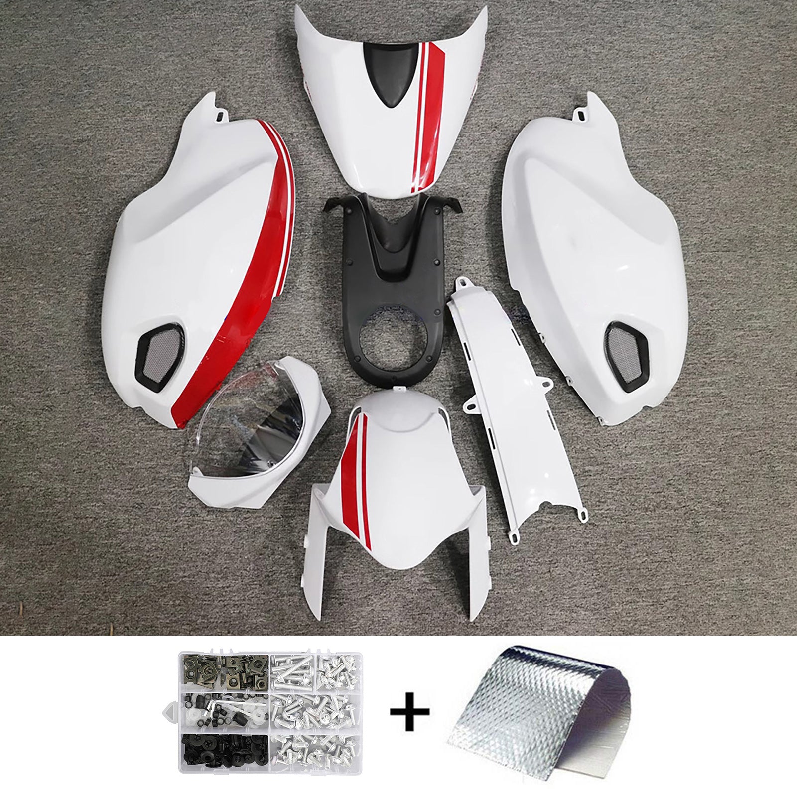 Amotopart All Years Ducati Monster 696/796/1100 S EVO White Red Fairing Kit