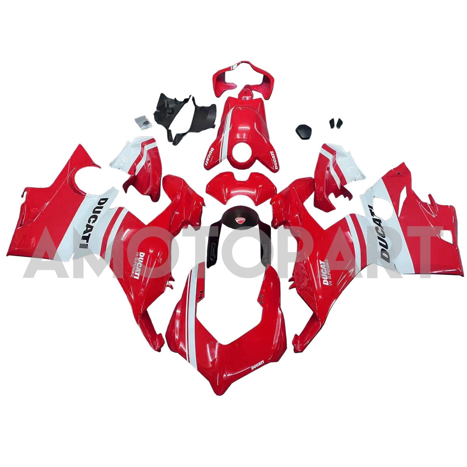 Amotopart Ducati 2018-2019 Kit di carenatura bianca rossa Panigale V4 V4S