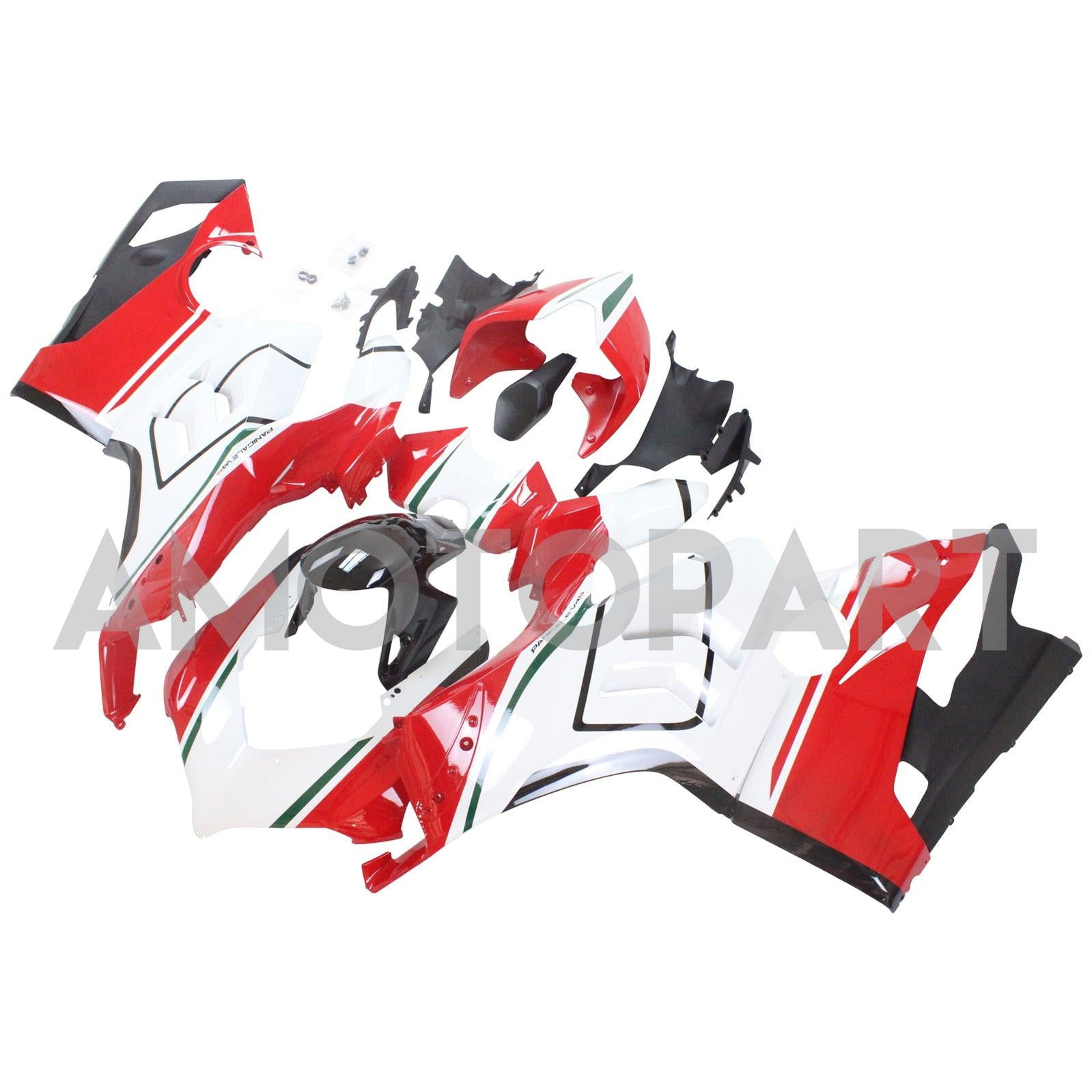 Amotopart Ducati 20-21 Panigale V4 V4S White Red Fairing Kit