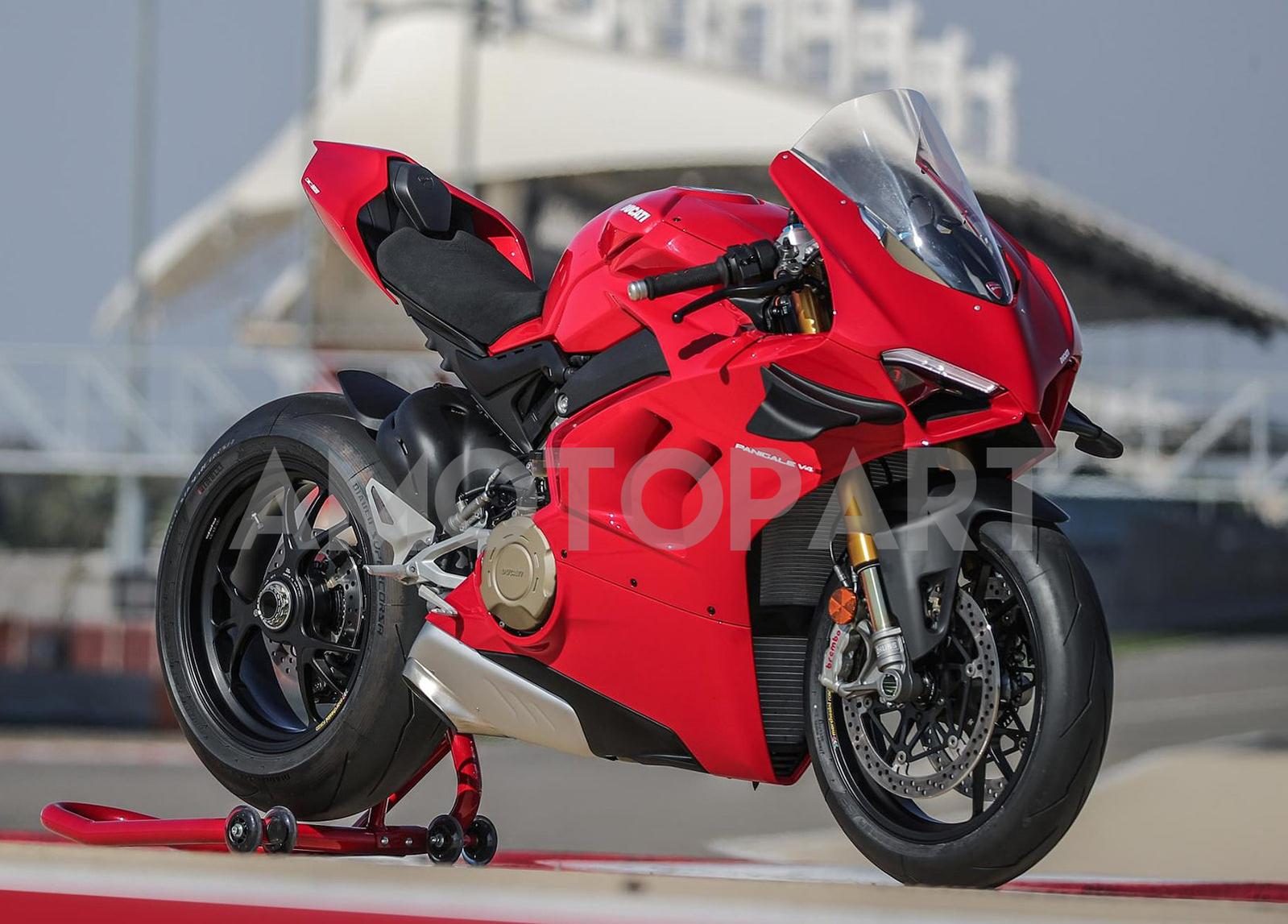 Amotopart Ducati 20-21 Panigale V4 V4S Red with White Logo Fairing Kit