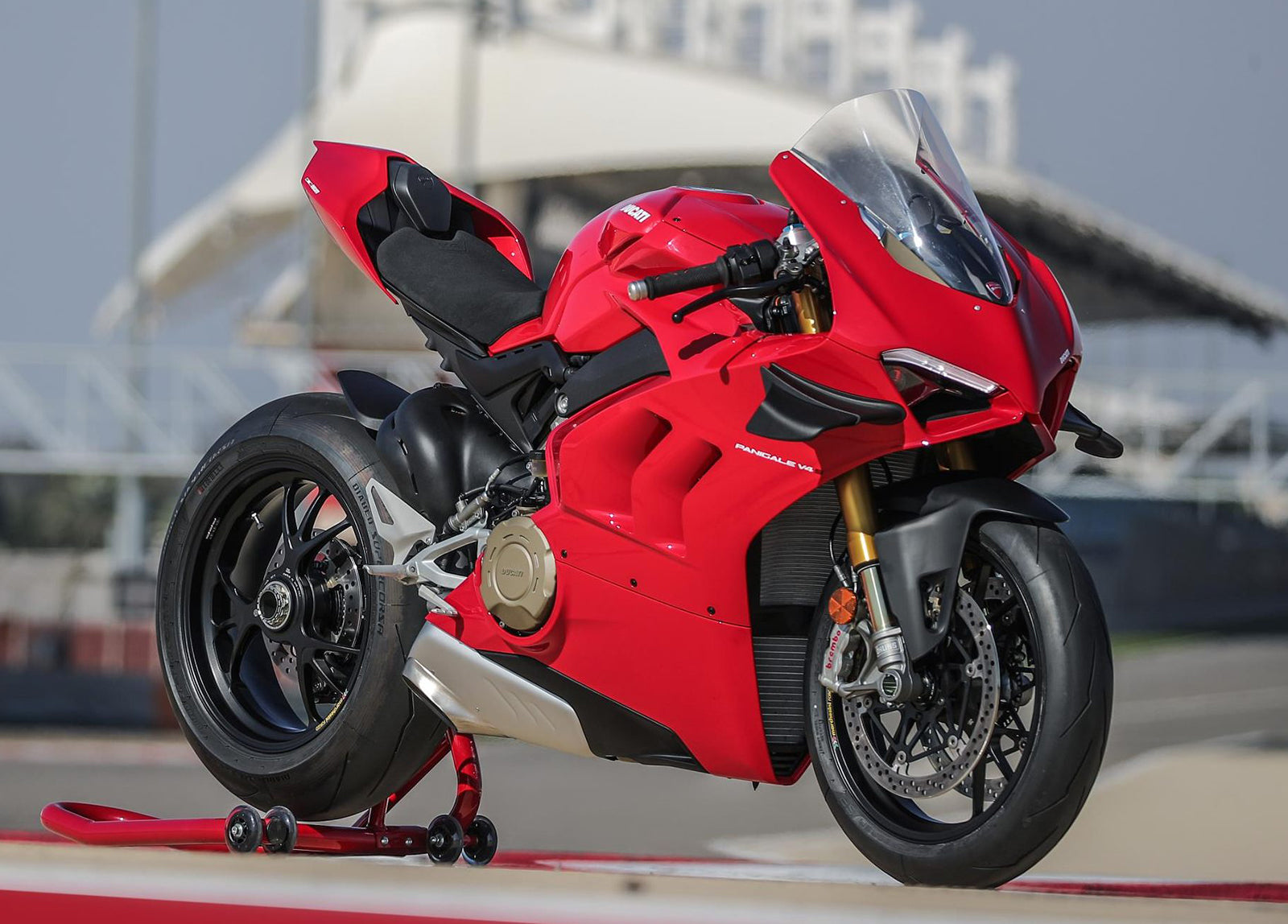 Amotopart Ducati Panigale 20-21 V4/V4S & 21-22 V4SP & 19-22 V4R Kit de carenado rojo con logo blanco