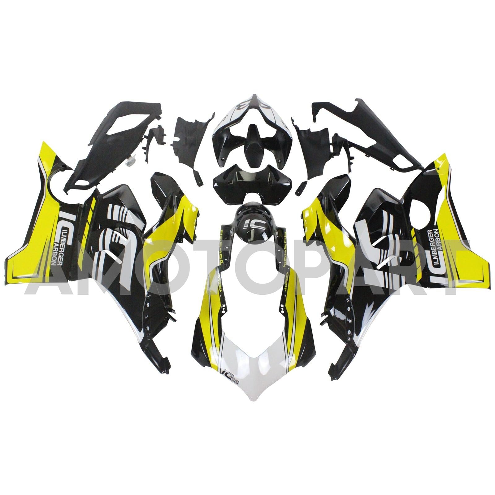 Amotopart Ducati 20-21 Panigale V4 V4S Black&Yellow Fairing Kit