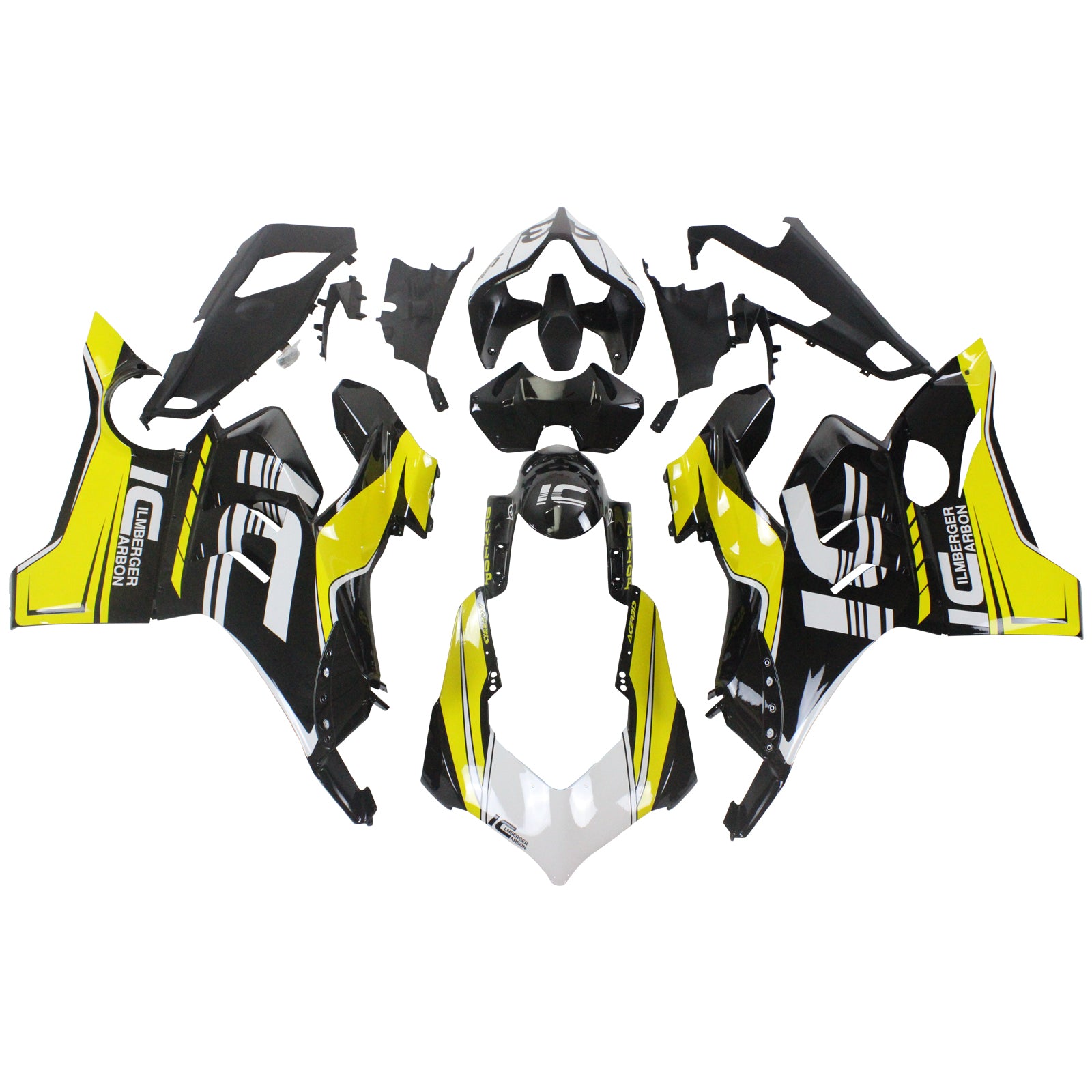 Amotopart Ducati 20-21 Panigale V4 V4S Black & Yellow Fairing Kit