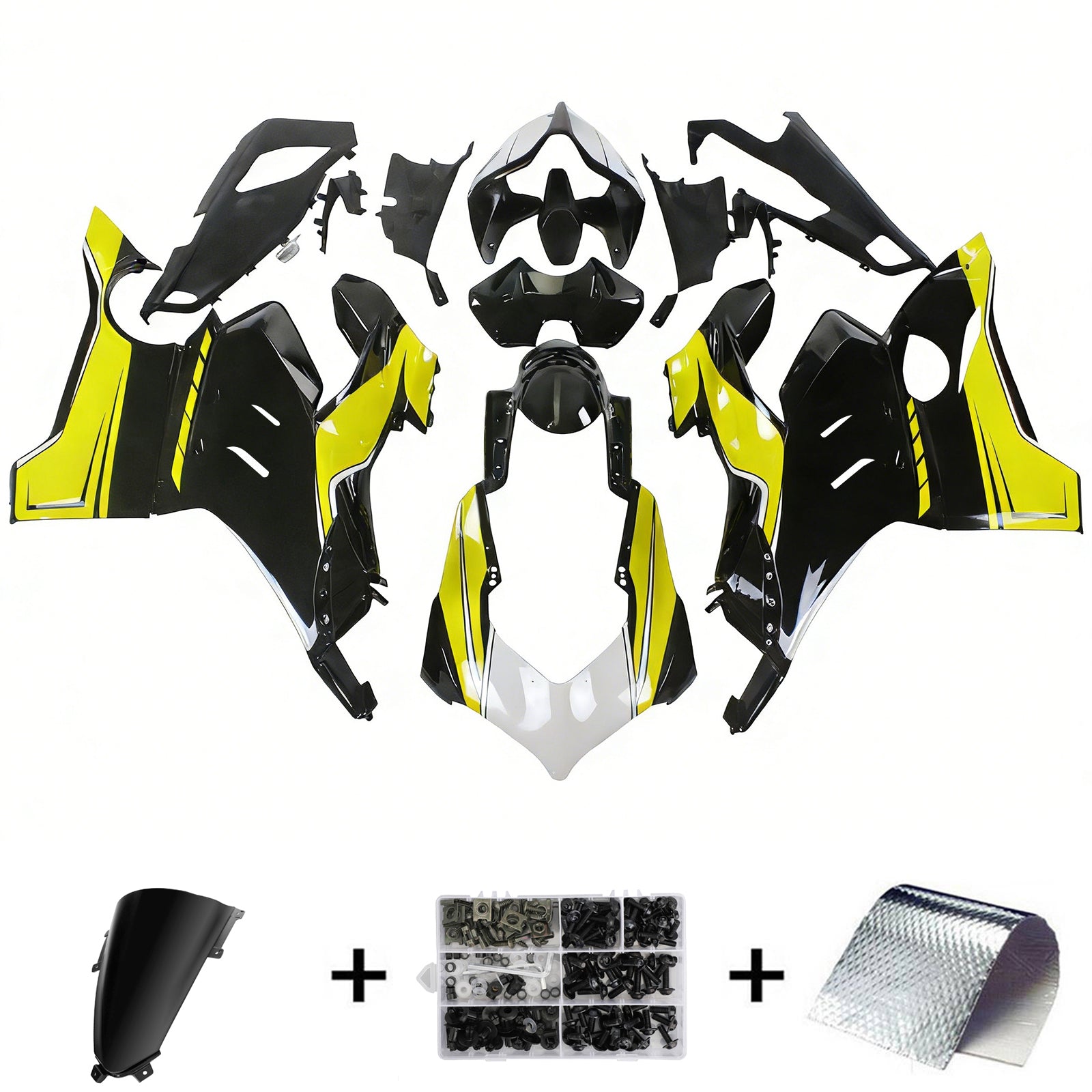 Amotopart Ducati 20-21 Panigale V4 V4S Black&Yellow Fairing Kit