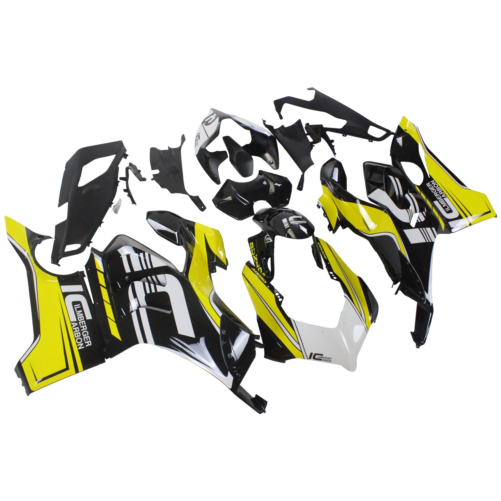 Amotopart Ducati 20-21 PANIGALE V4 V4S Black & Yellow Fairing Kit