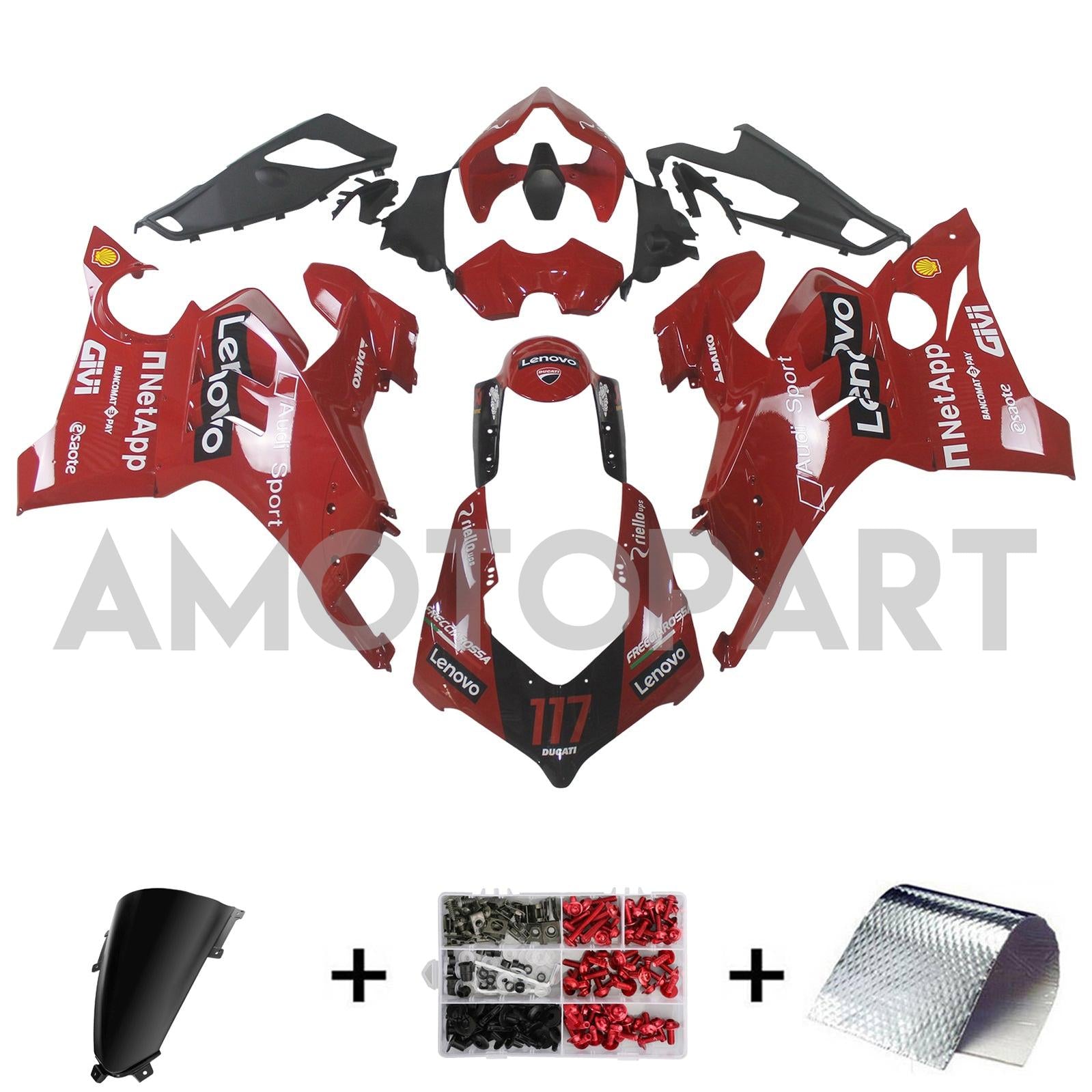 Amotopart Ducati 20-21 Panigale V4 V4S Red Style2 Fairing Kit
