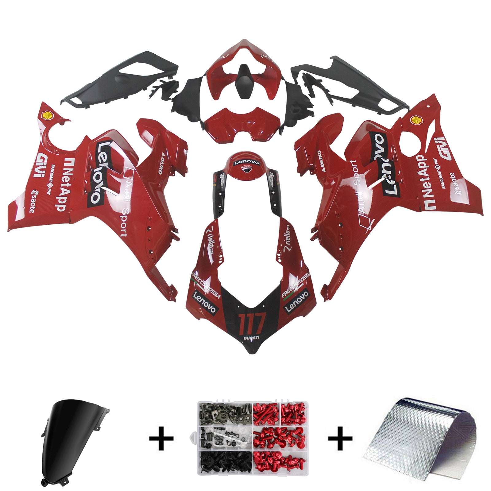 Amotopart Kit carena Ducati Panigale 20-21 V4/V4S &amp; 21-22 V4SP &amp; 19-22 V4R Rosso Style2