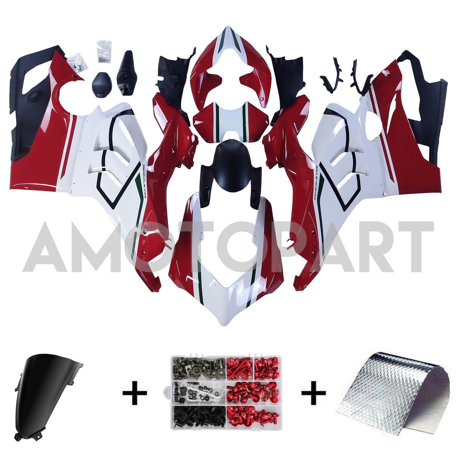 Amotopart Ducati 20-21 Panigale V4 V4S Red Style4 Fairing Kit