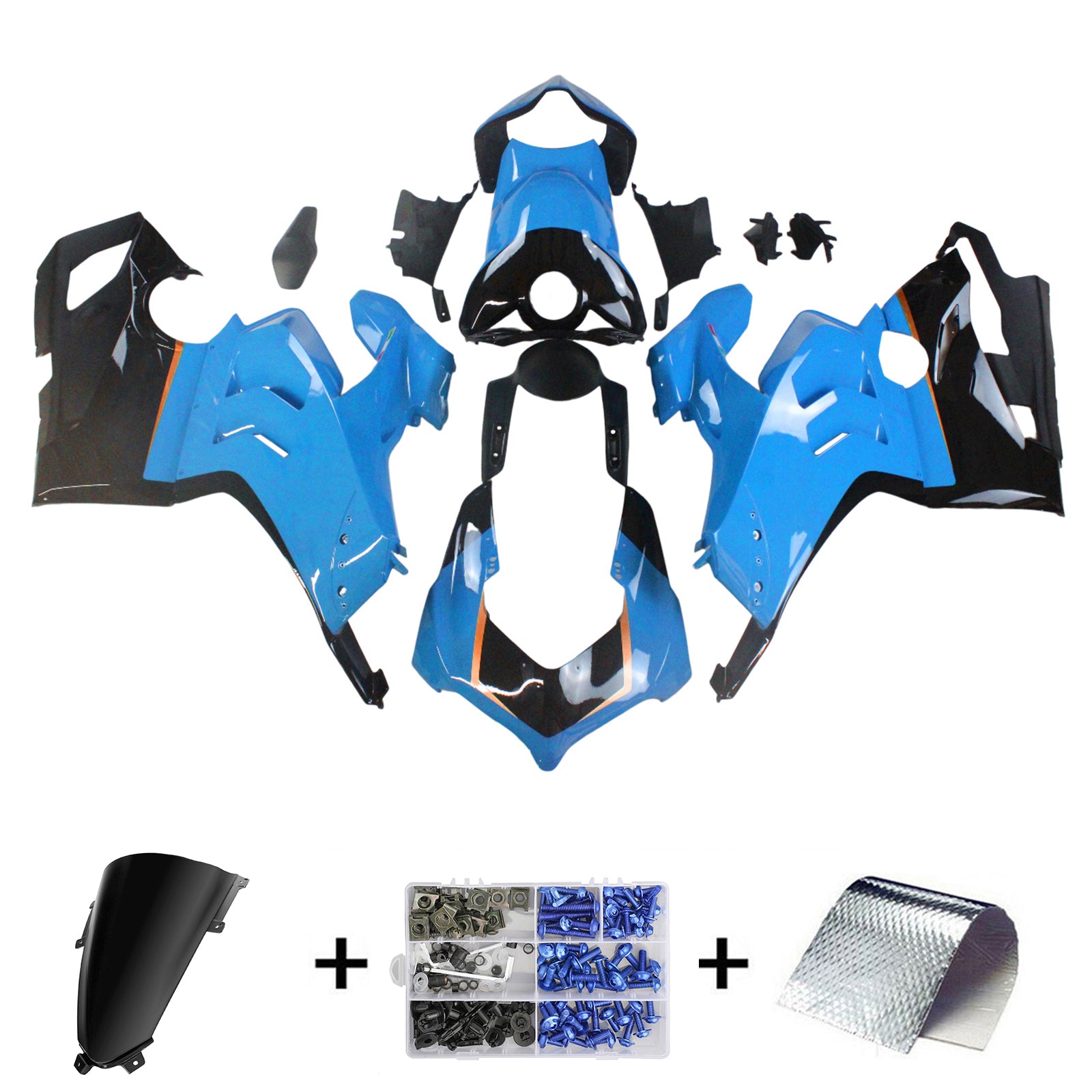 Amotopart Ducati 20-21 Panigale V4 V4S Blue＆Orange Fairing Kit