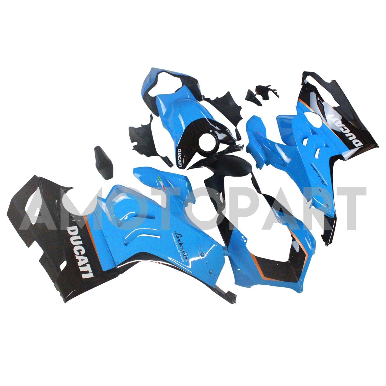 Amotopart Ducati 20-21 Panigale V4 V4S Blau&Orangefarbenes Verkleidungskit