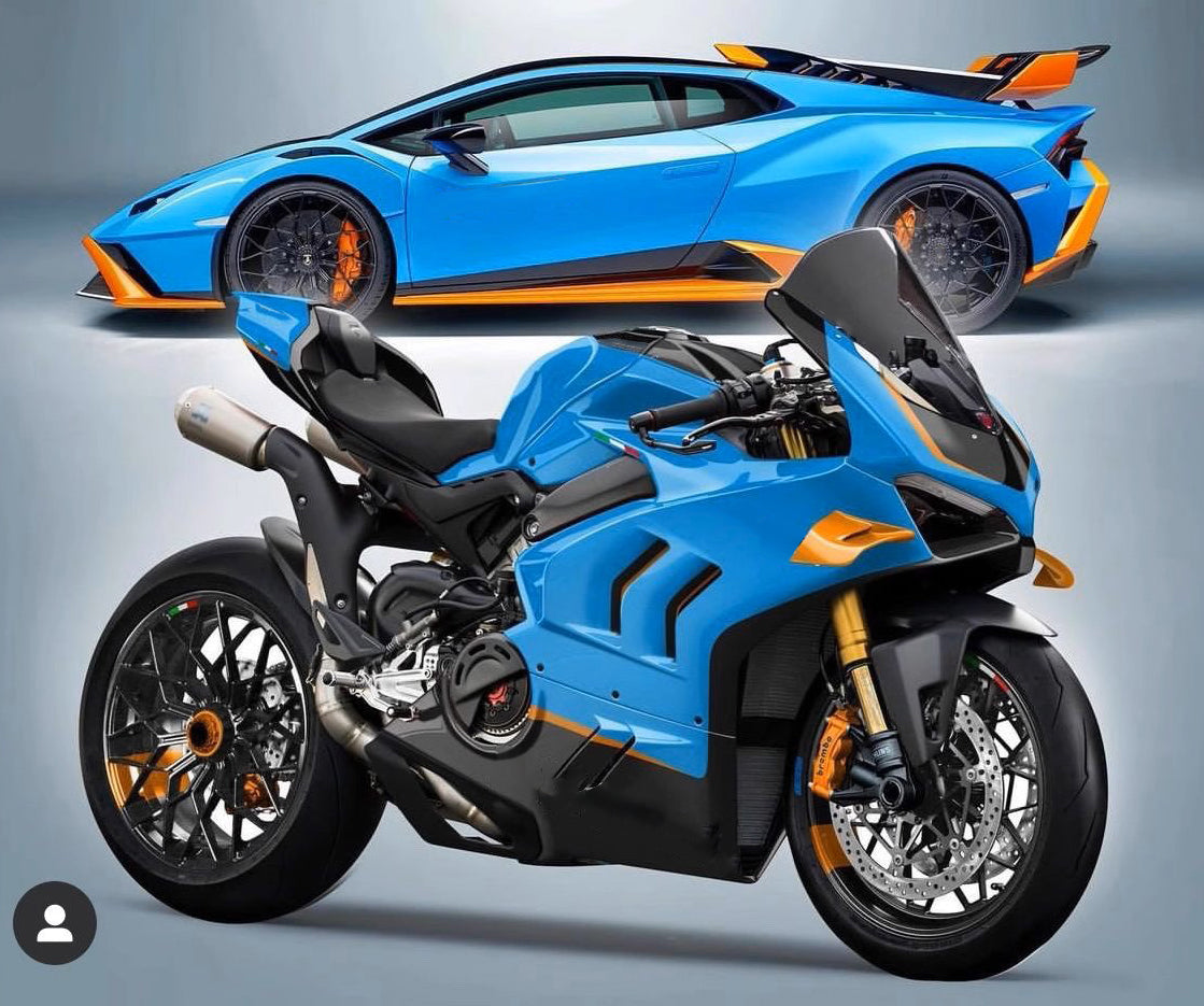 Amotopart Ducati 20-21 Panigale V4 V4S Bleu&Kit de carénage orange