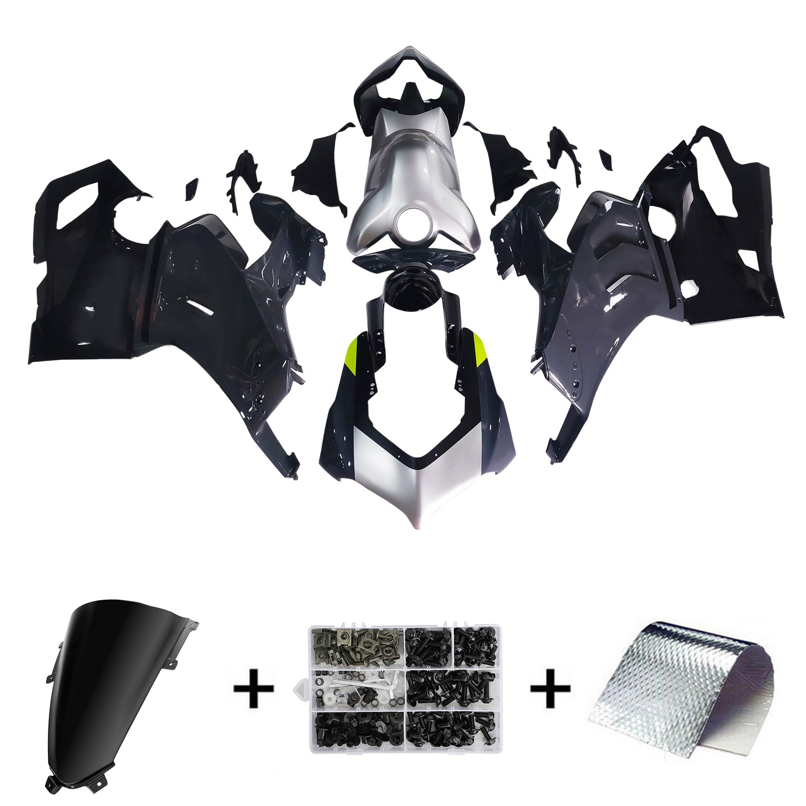 Amotopart Ducati 20-21 Panigale V4 V4S Black Grey Fairing Kit