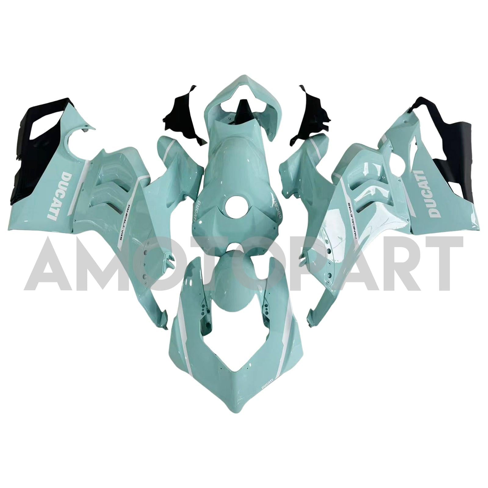 Amotopart Ducati 20-21 Panigale V4 V4S Black Light Blue Fairing Kit
