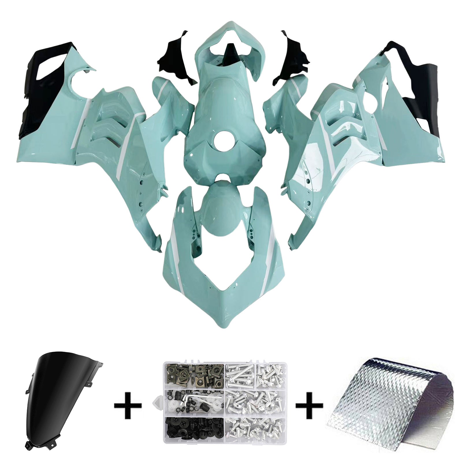 AMOTOPART DUCATI 20-21 PANIGALE V4 V4Sブラックライトブルーフェアリングキット