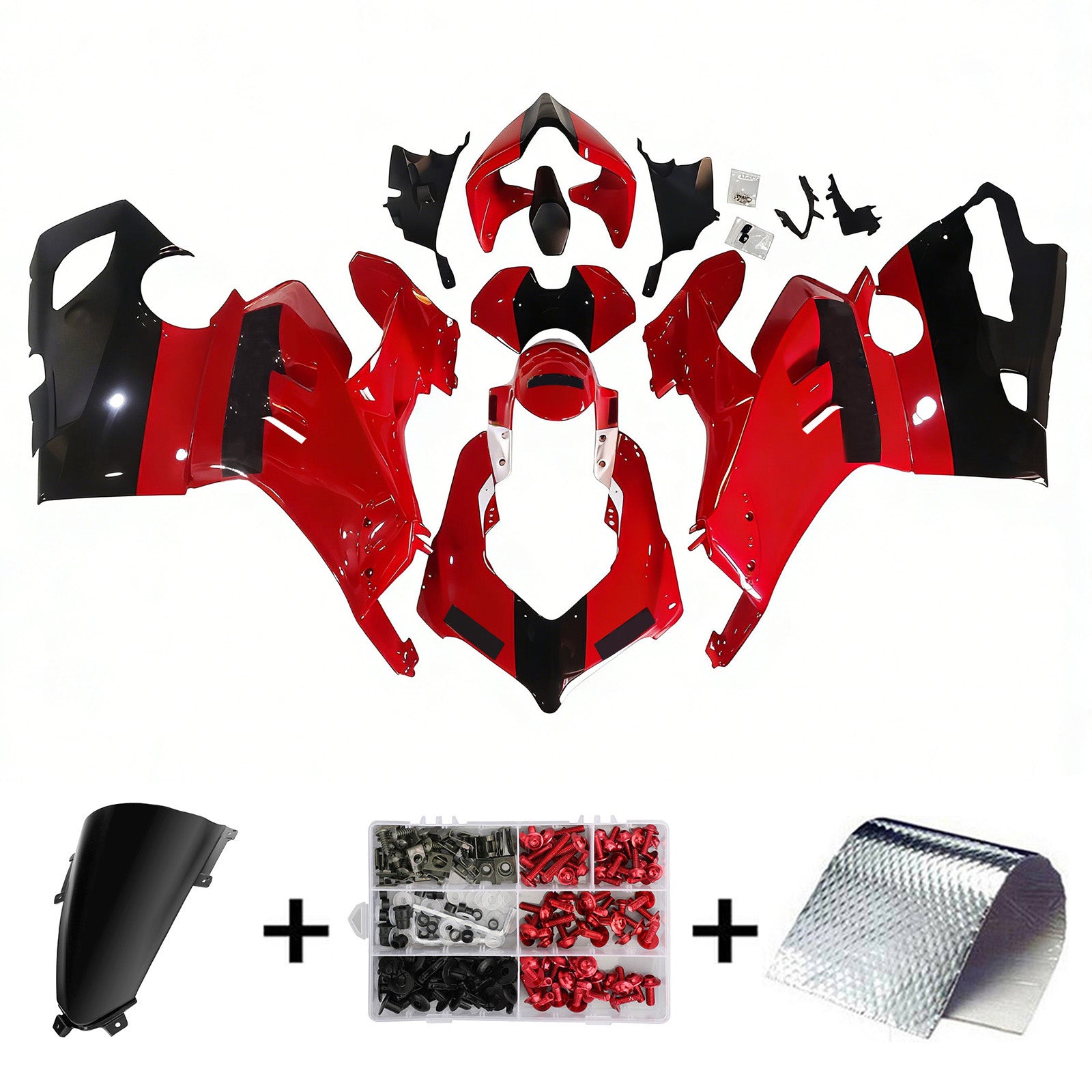 Amotopart Ducati 20-21 Panigale V4 V4S Red Black Fairing Kit
