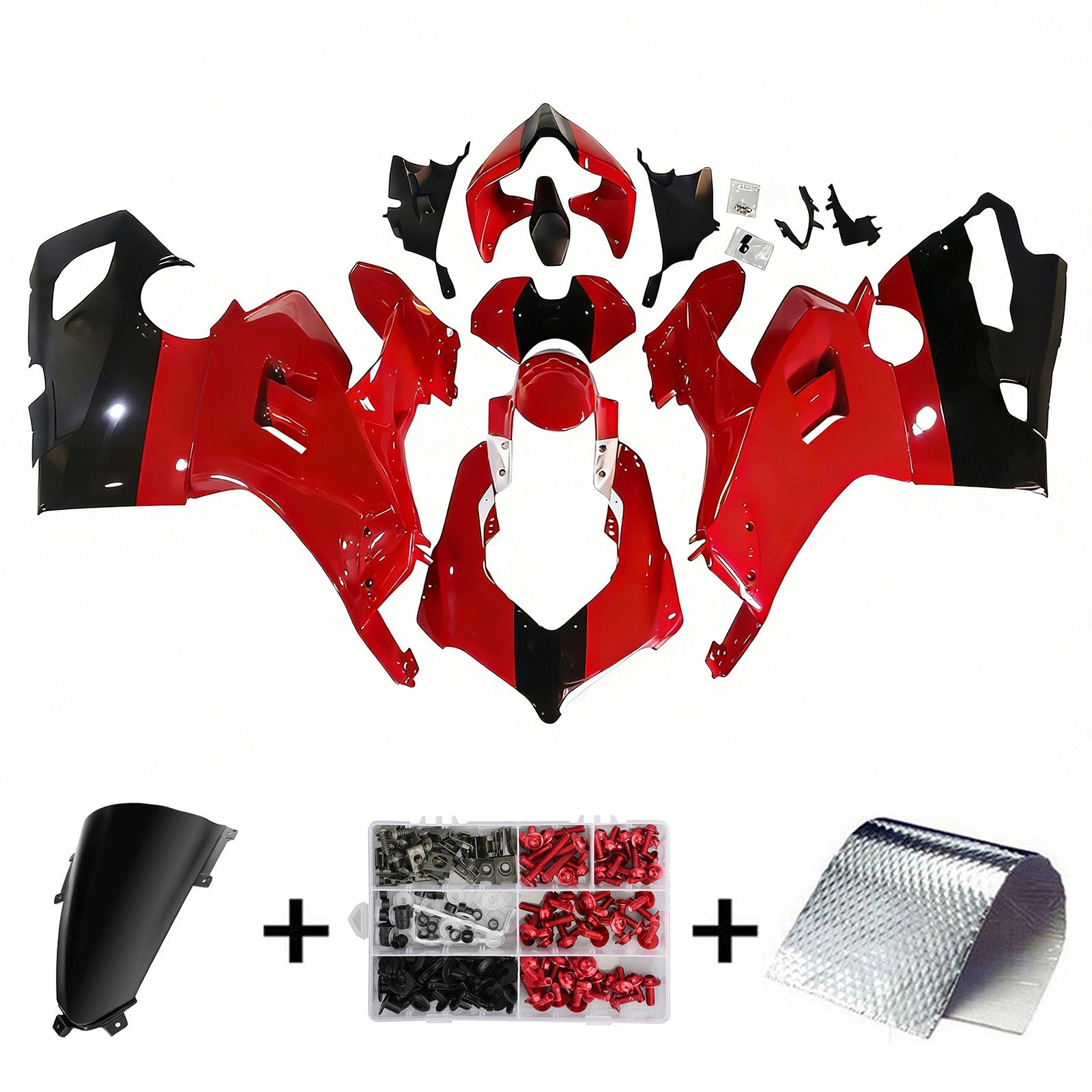 Amotopart Ducati 20-21 Panigale V4 V4S Red Black Fairing Kit