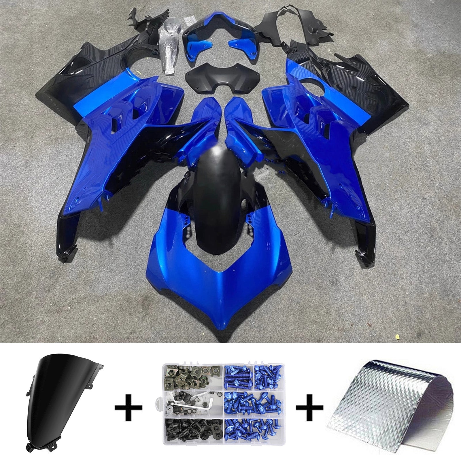Amotopart Ducati 20-21 Panigale V4 V4S Blue Black Fairing Kit