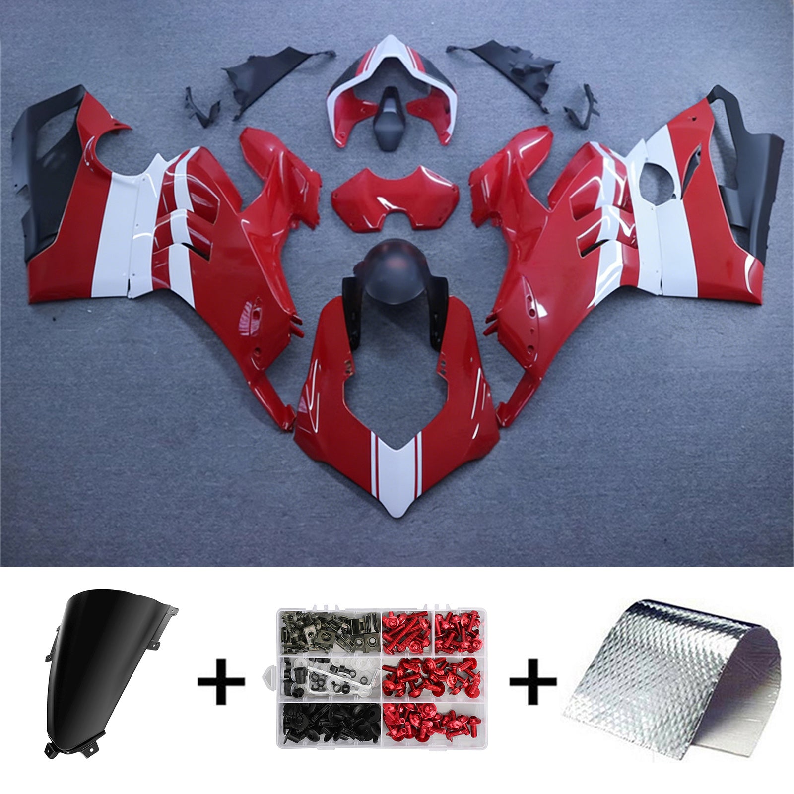 Amotopart Ducati 20-21 Panigale V4 V4S White Red Black Fairing Kit