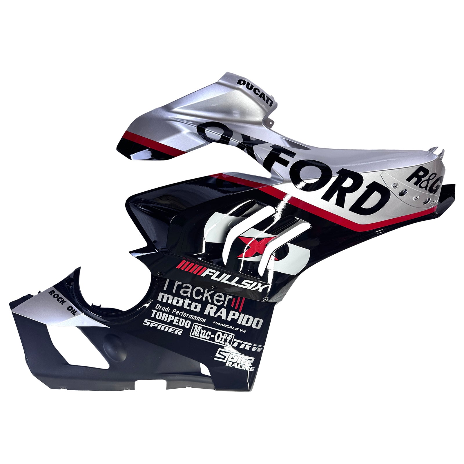 Amotopart Ducati 20-21 V4 V4S Kolfiber Svartgrå Vit fairing Kit