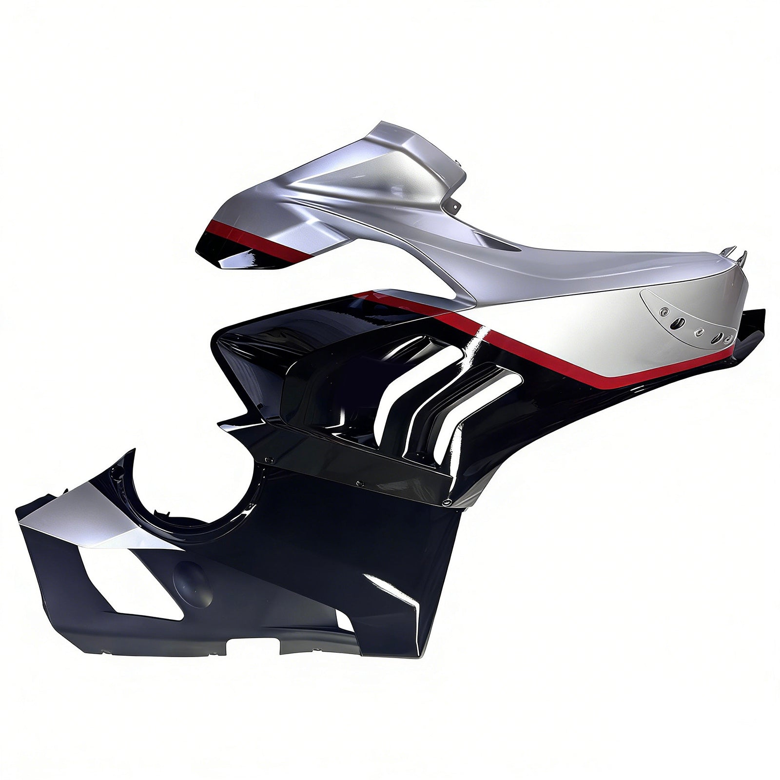 Amotopart Verkleidungsset für Ducati 20–21 V4 V4S, Kohlefaser, Schwarz, Grau, Weiß