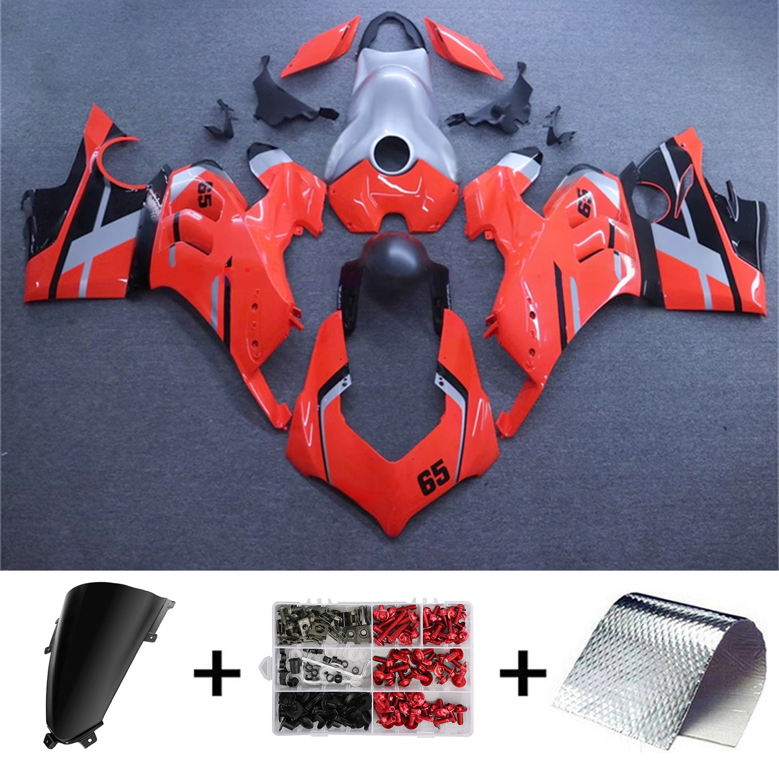 Amotopart Ducati 20-21 Panigale V4 V4S Black Silver Grey Red Fairing Kit