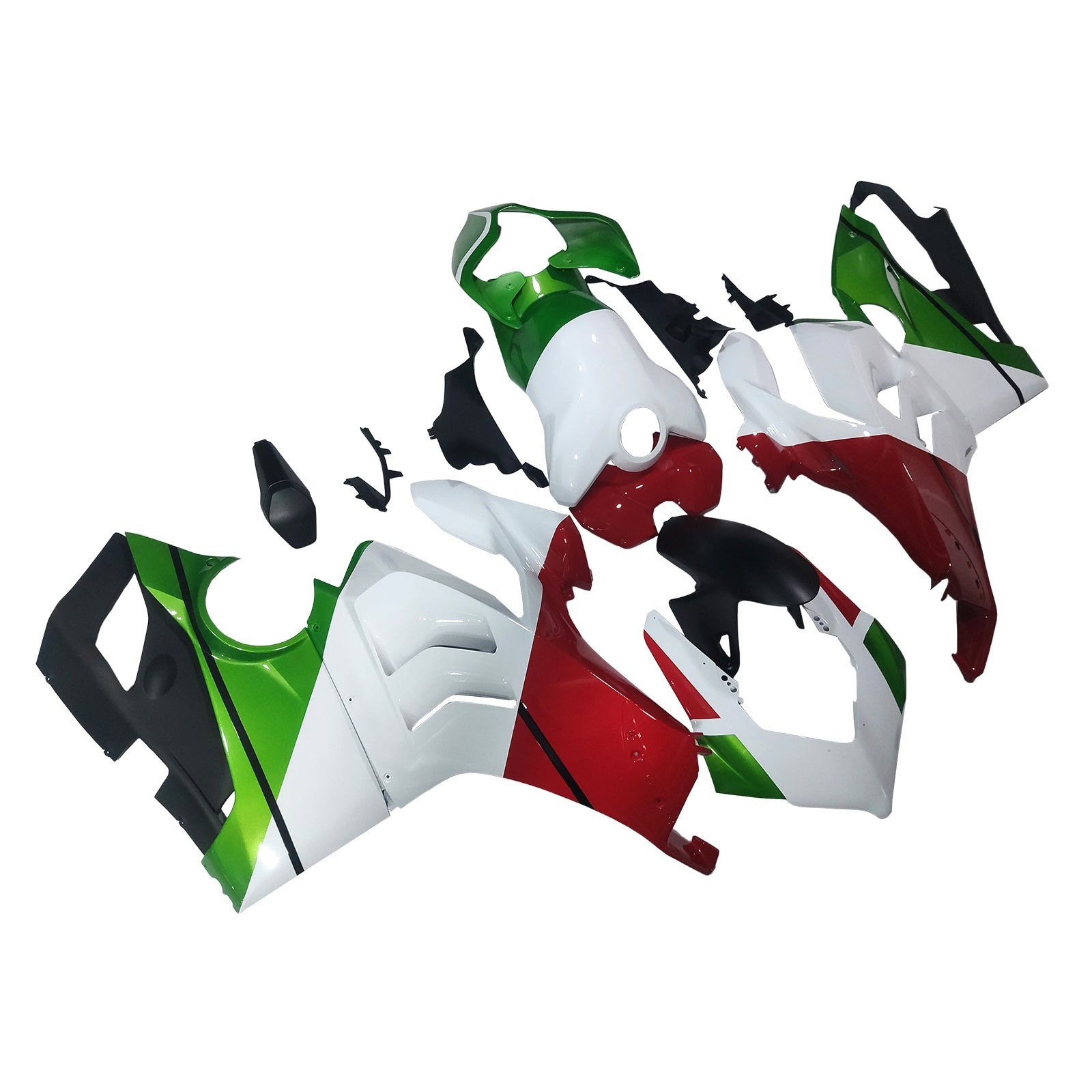 Amotopart Ducati 20-21 Panigale V4 V4S White Red & Green Fairing Kit