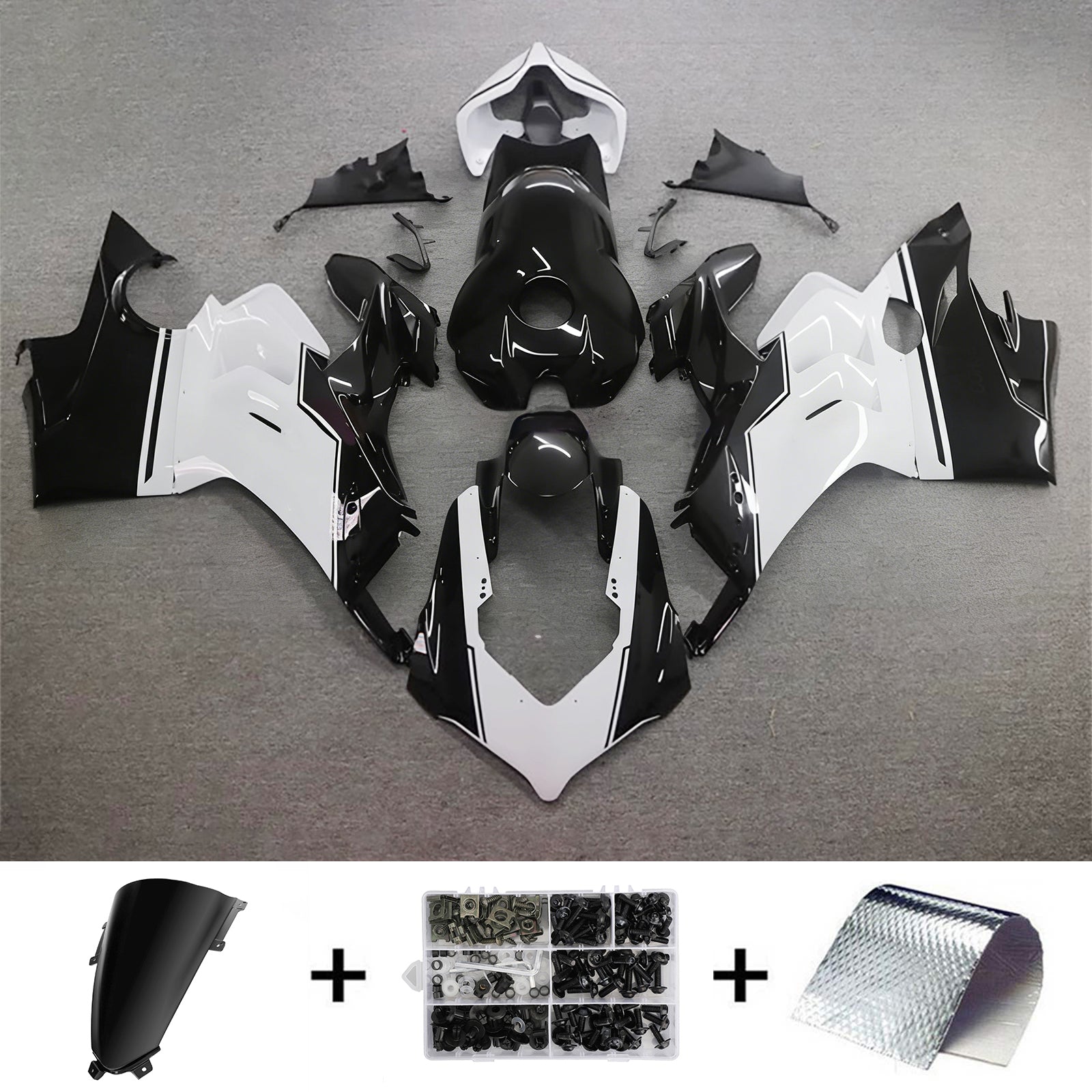 AMOTOPART DUCATI 20-21 V4 V4S光沢のある黒い白いフェアリングキット