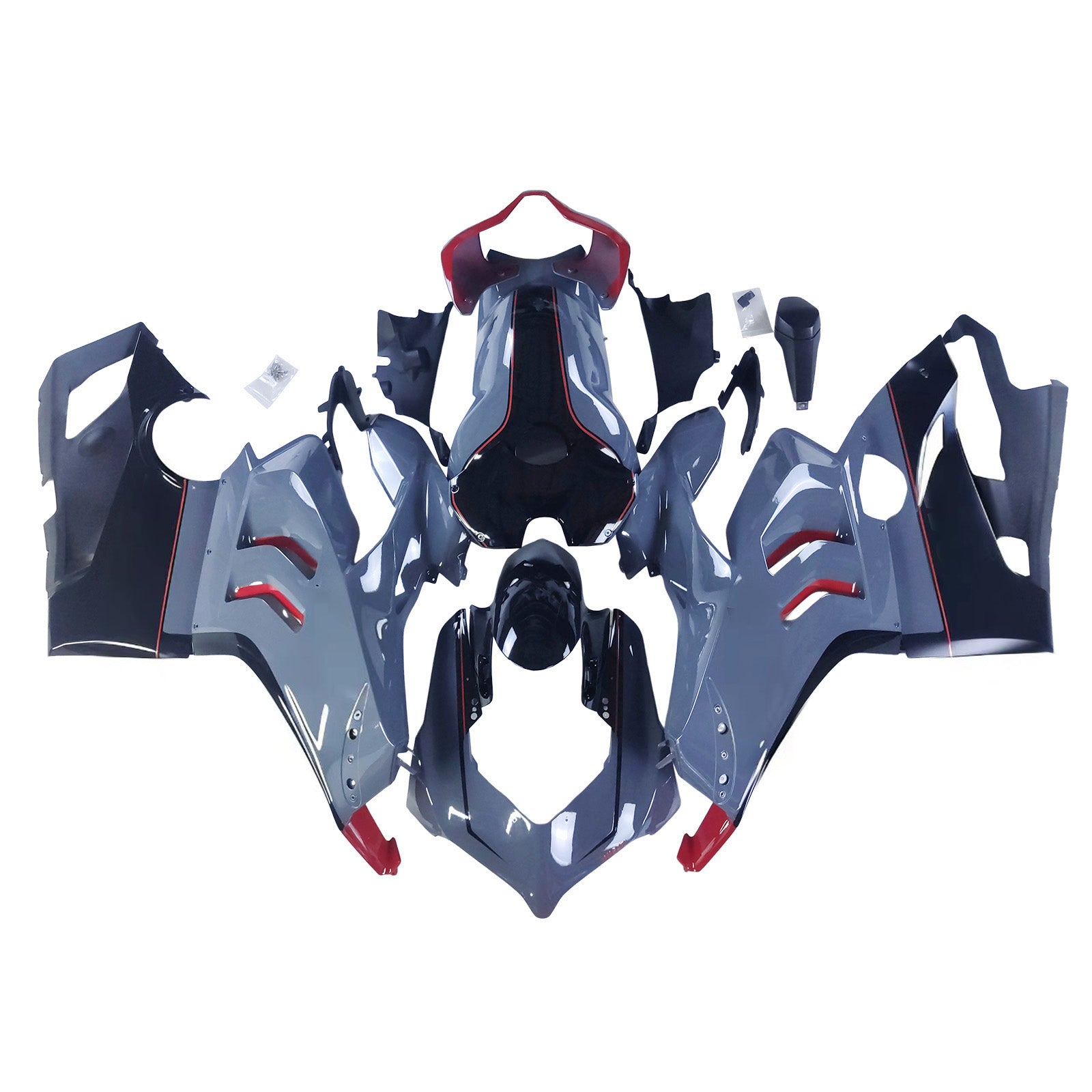 Amotopart  Ducati 20-21 V4 V4S Glossy Gray Black Fairing Kit