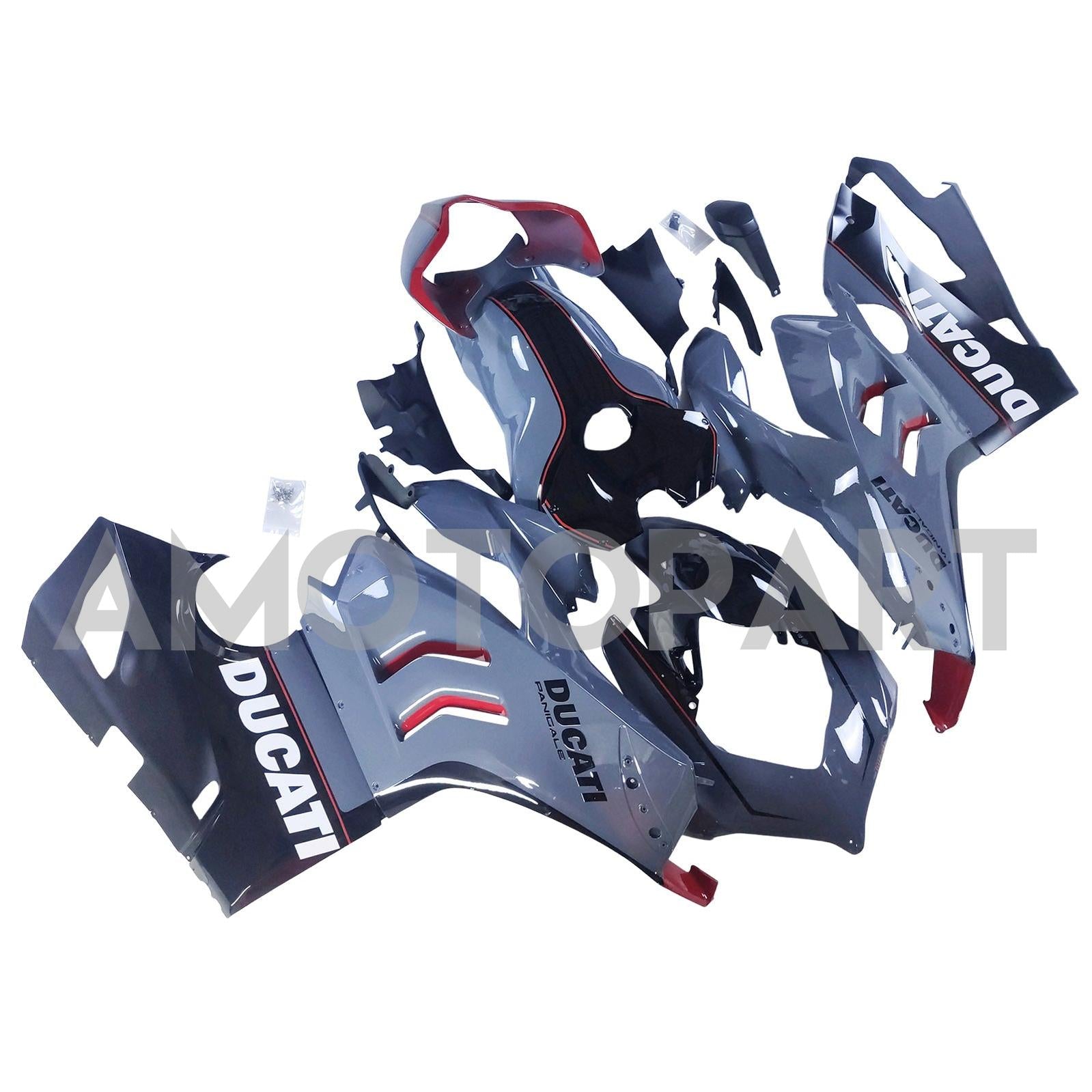 Amotopart Ducati 20-21 V4 V4 Kit de carenado negro brillante