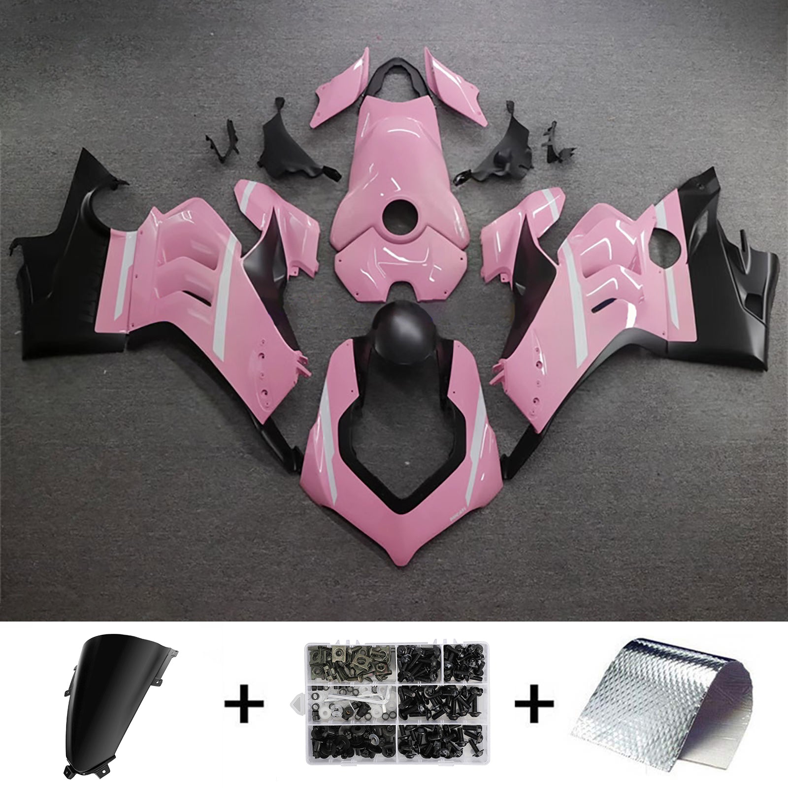 AMOTOPART DUCATI 20-21 V4 V4Sブラックピンクフェアリングキット