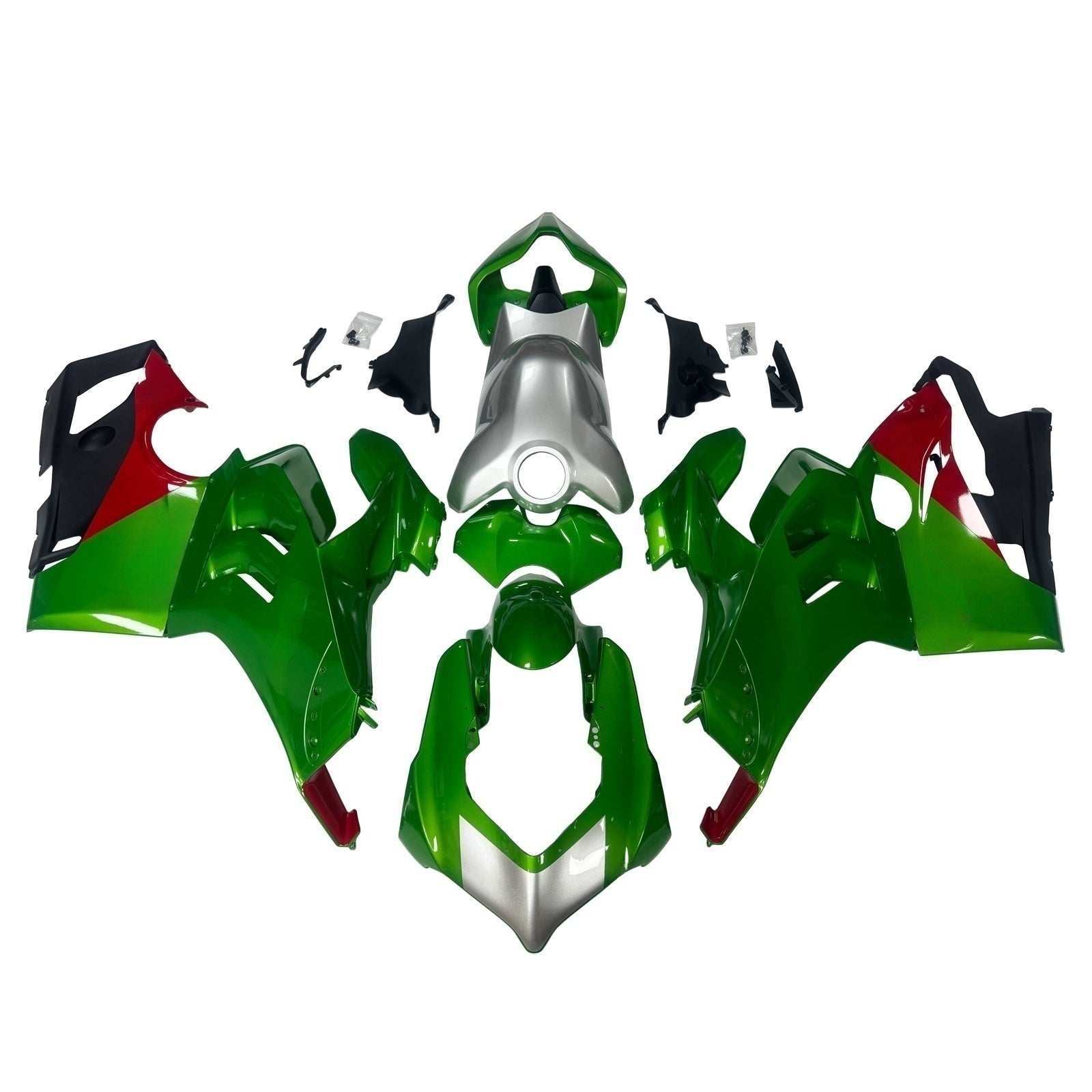 Amotopart Ducati 20-21 V4 V4S Glossy Red Green Silver Fairing Kit