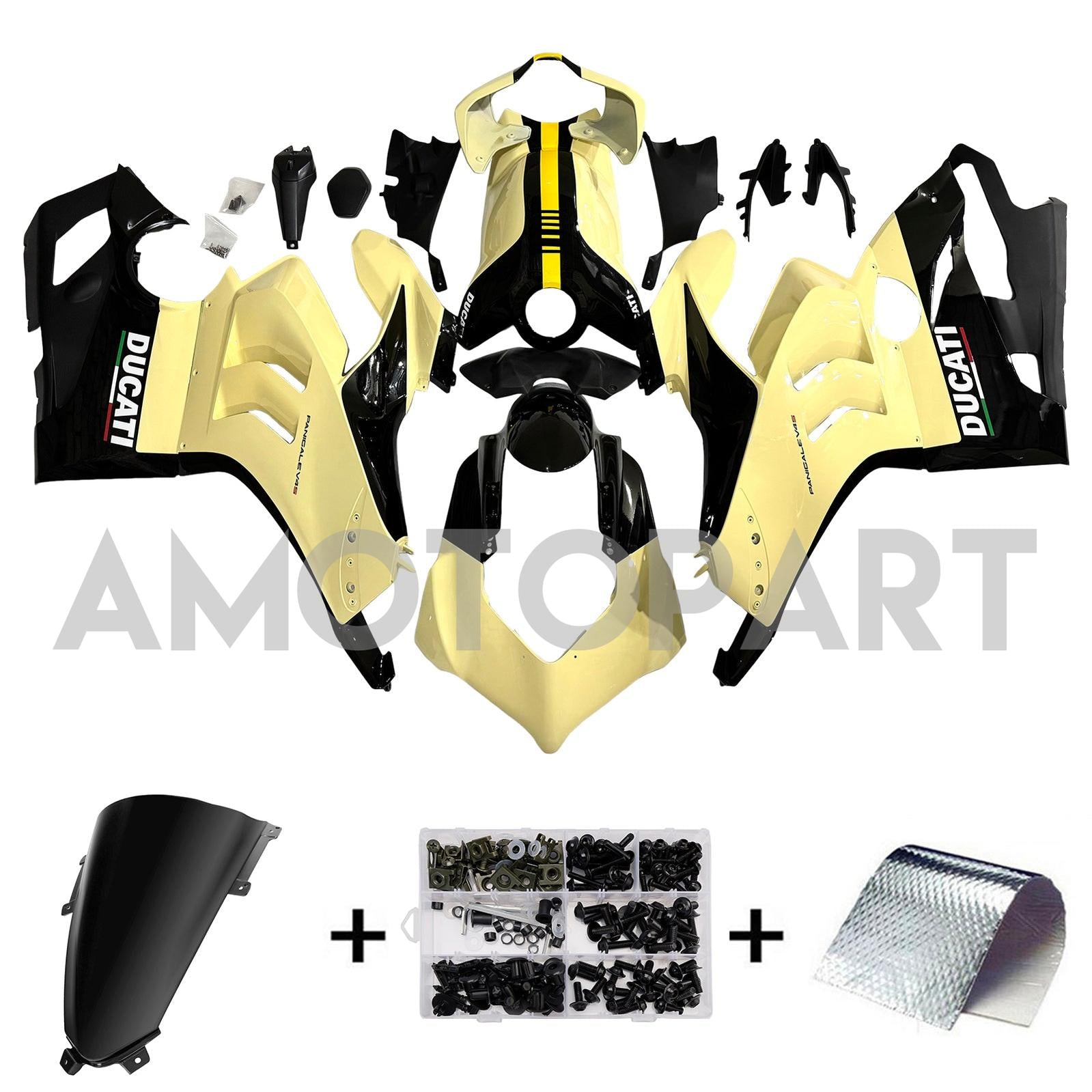 Amotopart Ducati 20-21 Panigale V4 V4S Yellow Fairing Kit